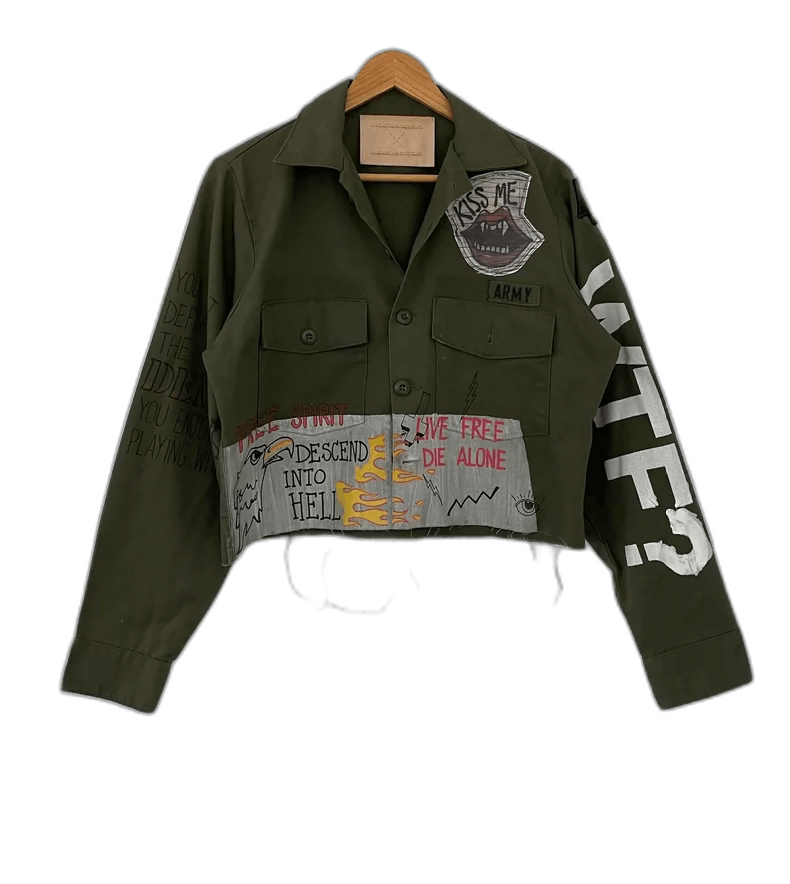 Vetements Cropped Military Jacket with Unique Designs Size ONE SIZE - 1 Thumbnail