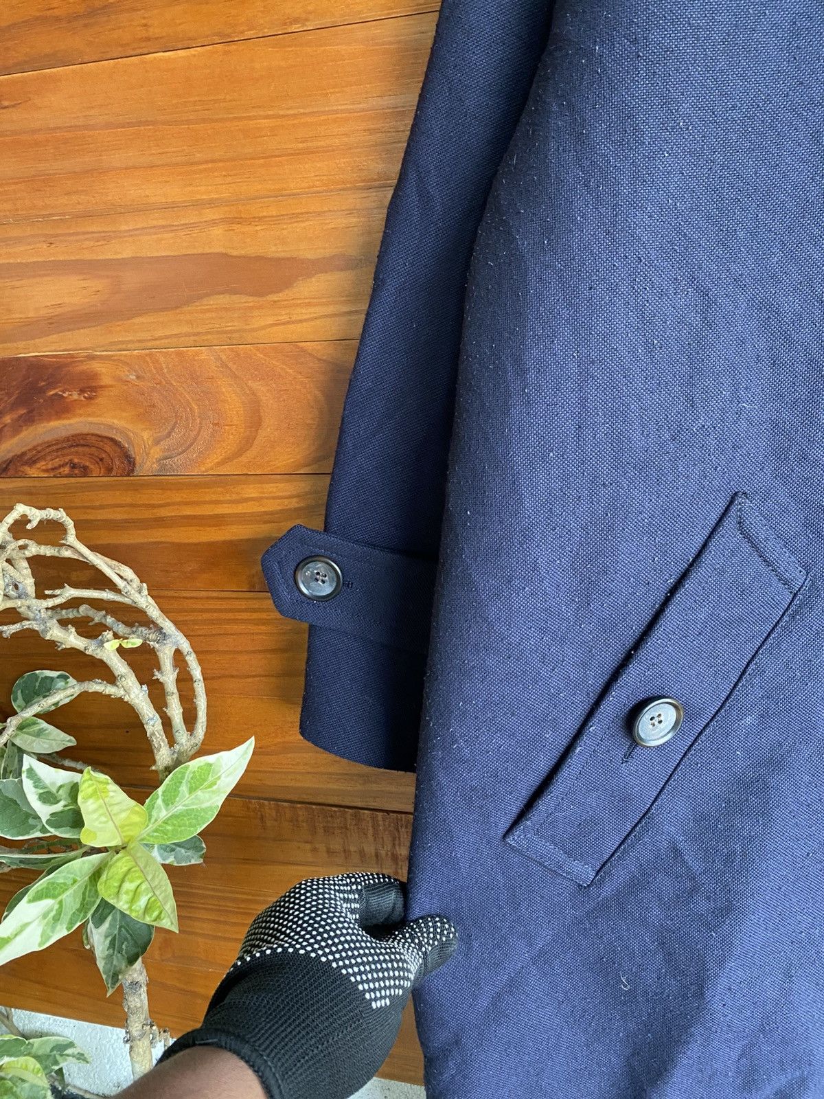 Frame Framework Japan Long Coat Corduroy Collar Navy Wool Blend Size US M / EU 48-50 / 2 - 7 Thumbnail