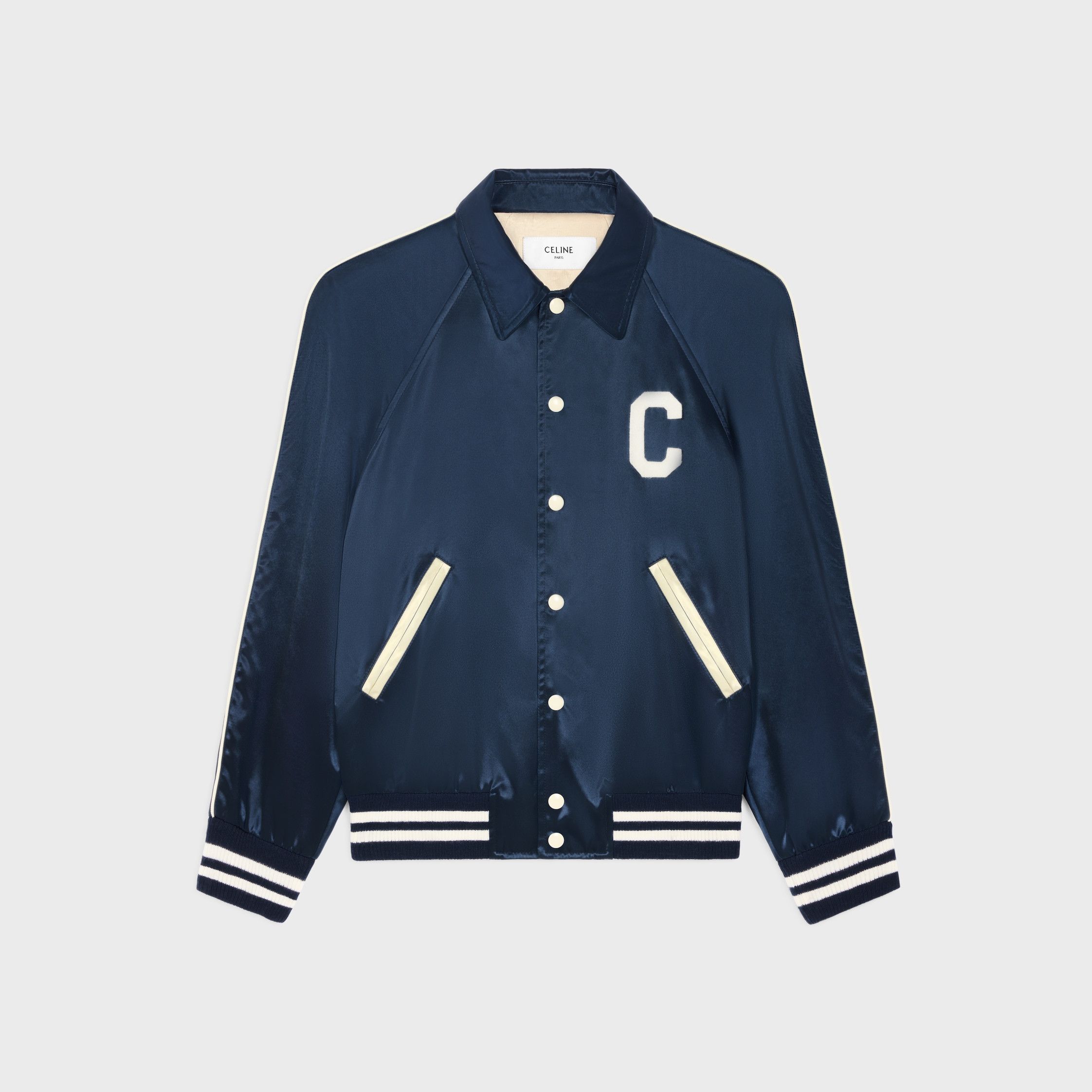 Celine CELINE TEDDY JACKET IN SATIN NYLON navy/blue Size US L / EU 52-54 / 3 - 1 Thumbnail