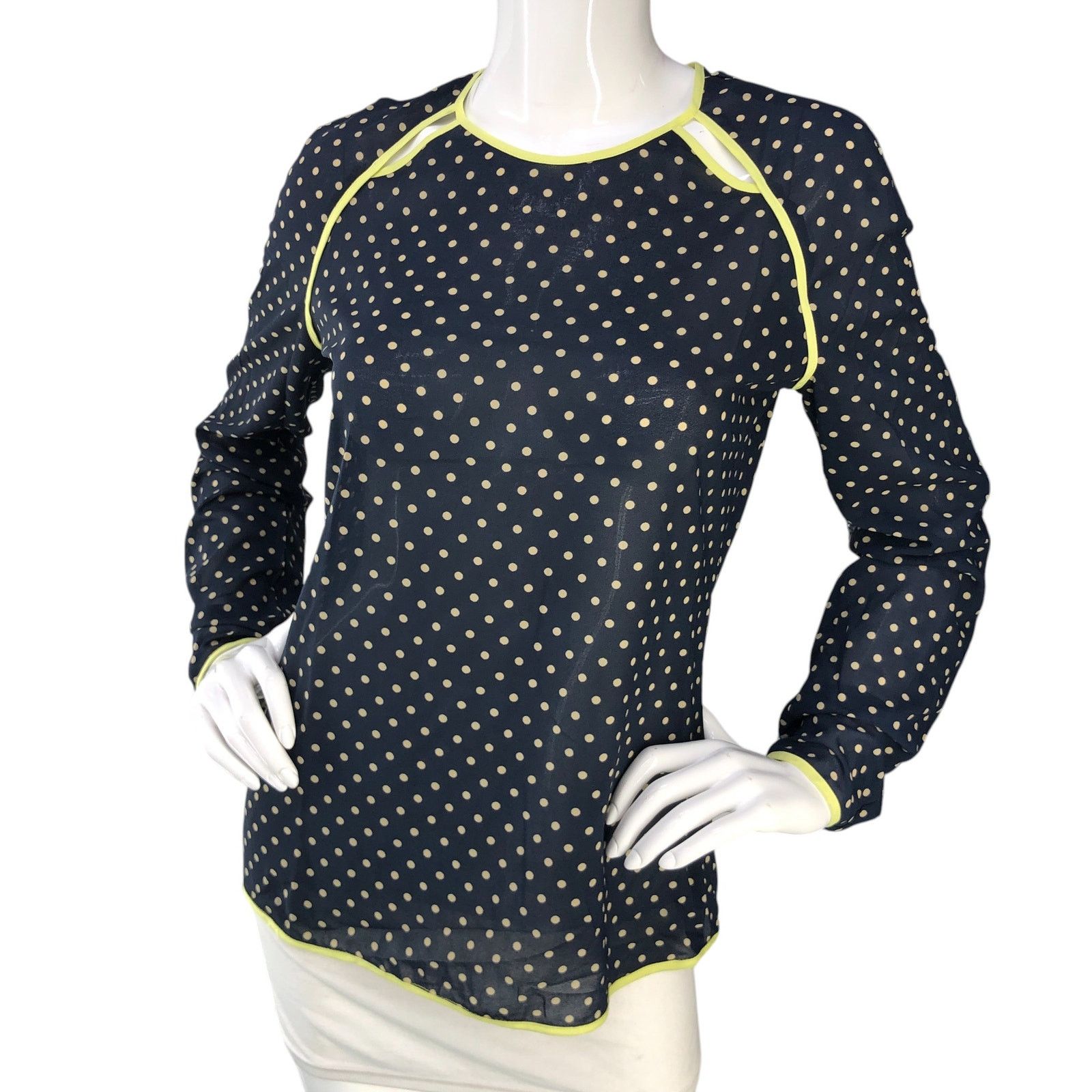Adolfo Dominguez Adolfo Dominguez Size 38 US 6 Top Blouse Polka Dot Keyhole Size M / US 6-8 / IT 42-44 - 1 Thumbnail