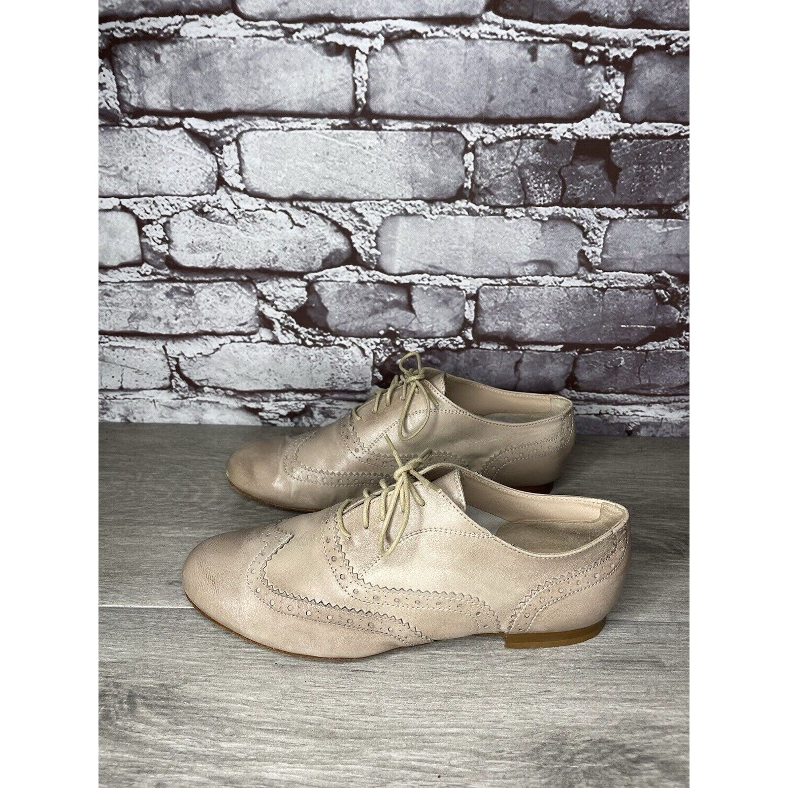 Other Garnet Hill Taupe Nude Felisa Soft Oxfords Wing Tip Shoes Wo Size US 7 / IT 37 - 24 Thumbnail