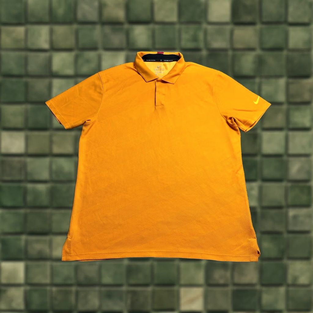 Nike VINTAGE Nike Tiger Woods Polo Mens Large Orange Striped Golf Shirt Snap Collar CK6313 Size US L / EU 52-54 / 3 - 1 Thumbnail