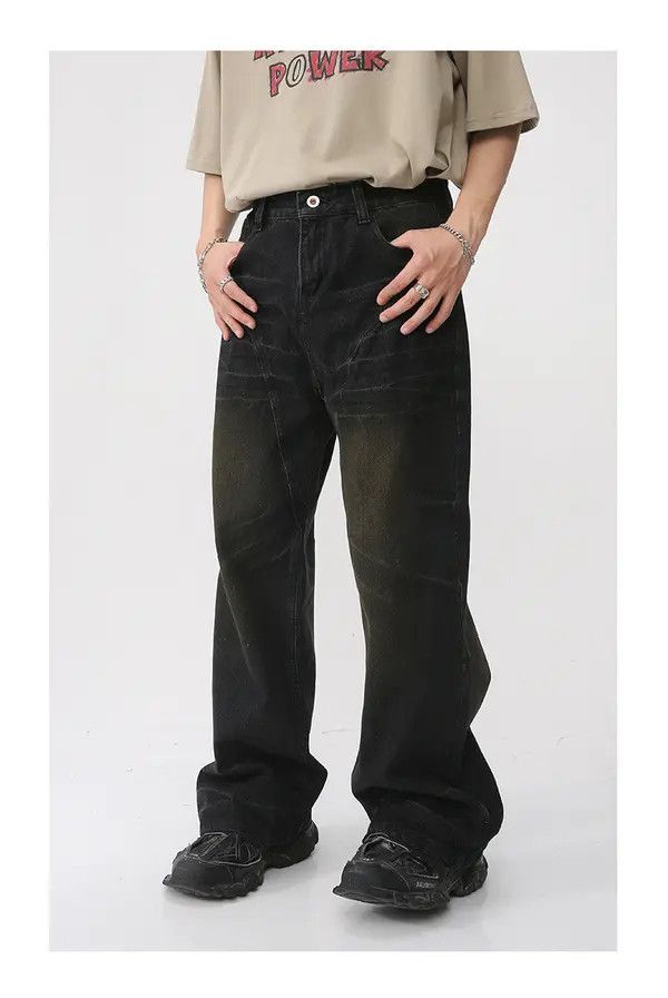 Japanese Brand VIBE Black loose straight-leg floor-length retro jeans Size US 30 / EU 46 - 5 Thumbnail