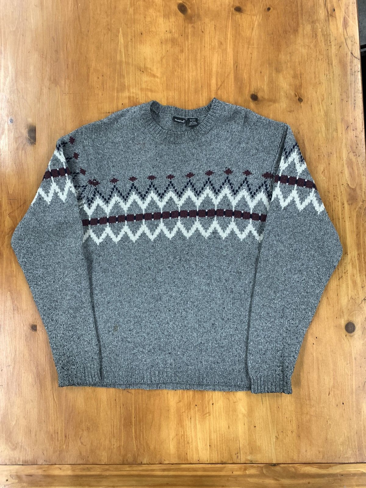 Vintage Vintage Maroon Stripe Gemstone Eye Knit Sweater Size US L / EU 52-54 / 3 - 1 Thumbnail