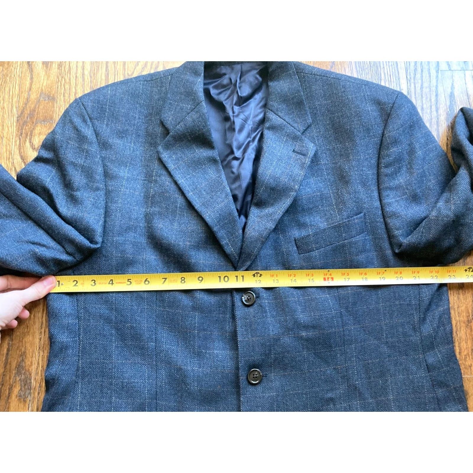 Ralph Lauren Lauren Ralph Lauren Blazer Jacket Mens Size 44R Blue Navy Plaid Check Wool 3 Button Size 44R - 5 Thumbnail