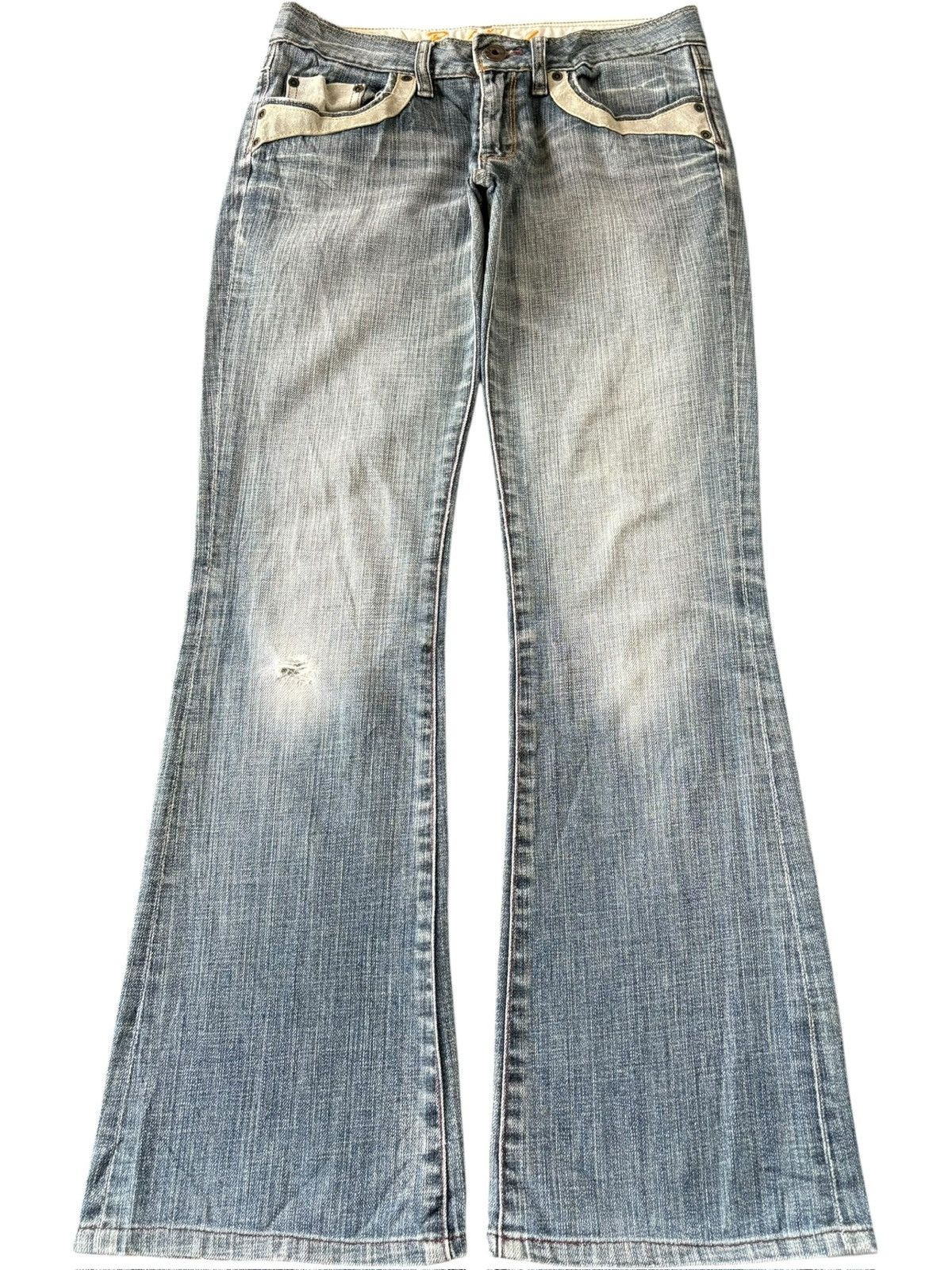 Diesel Vintage Japanese Brand Faded Distress Low Rise Flare Jeans Size 30" / US 8 / IT 44 - 1 Thumbnail