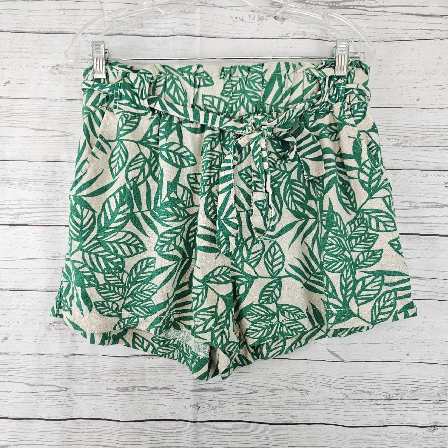 Vintage Cali 1850 Womens Shorts XL Green Linen Blend Belted Pockets High Rise Size 40" / US 18 - 2 Thumbnail