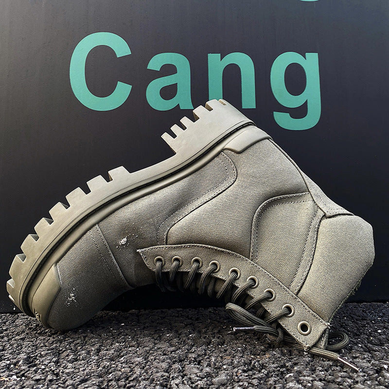 Other Olive Green Chunky Combat Boots, Lace-Up Military Style Size US 9 / EU 42 - 3 Thumbnail