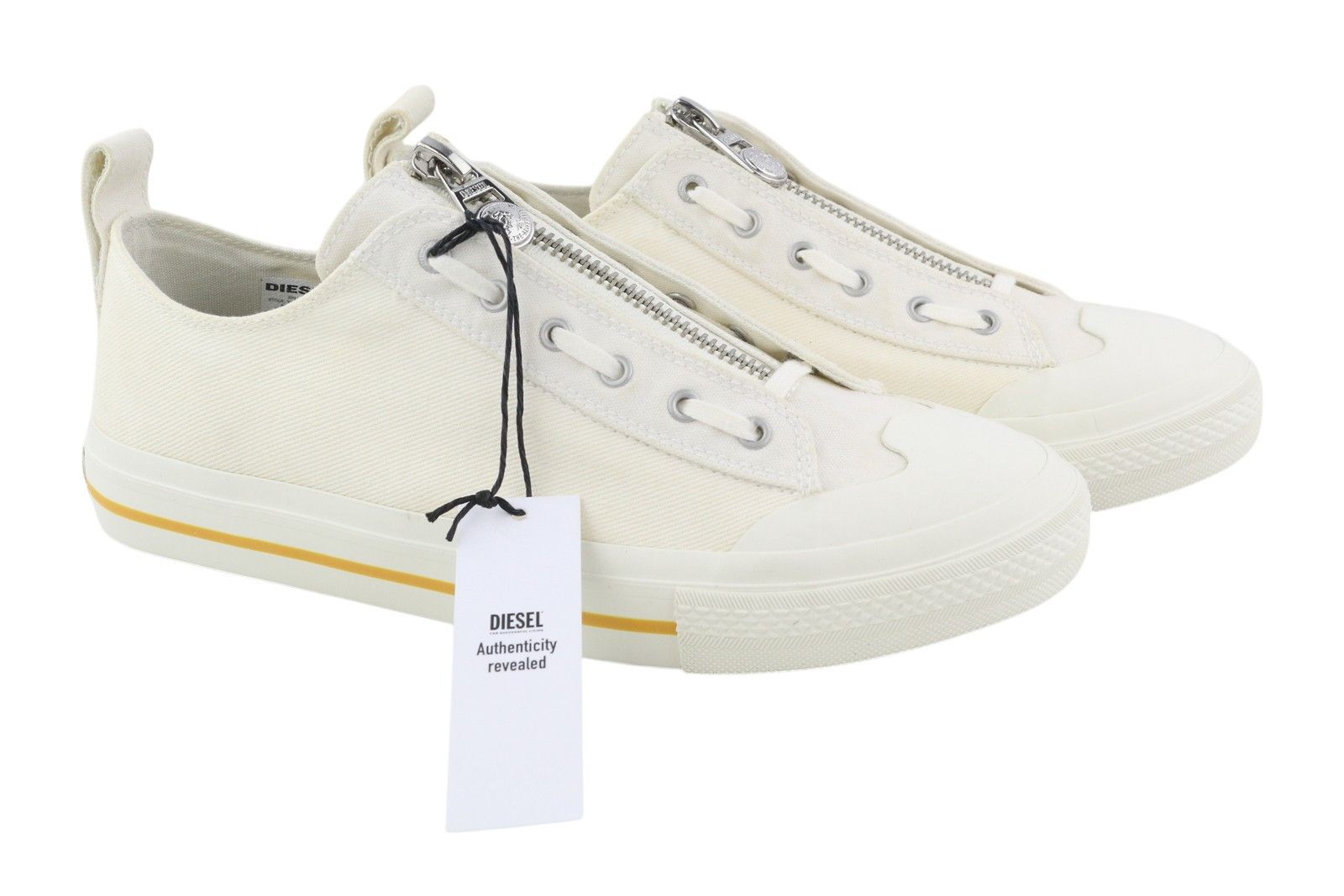 Diesel S-ASTICO L ZIP EU44.5 White Almond Toe Low Top 41109 Size US 11.5 / EU 44-45 - 2 Thumbnail
