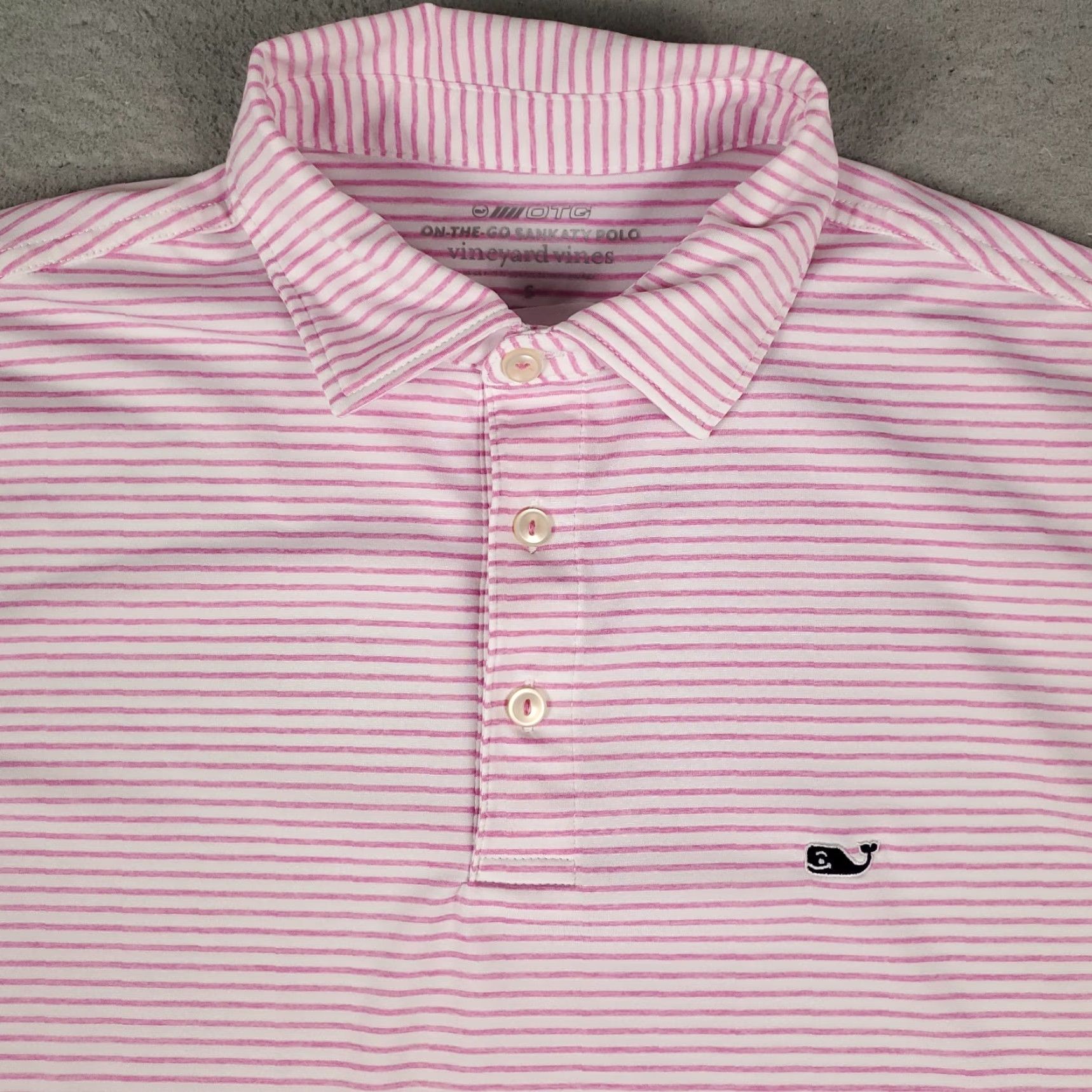 Vineyard Vines Vineyard Vines Shirt Mens XL Pink Striped Polyester Golf Short Sleeve Polo Size US XL / EU 56 / 4 - 2 Thumbnail