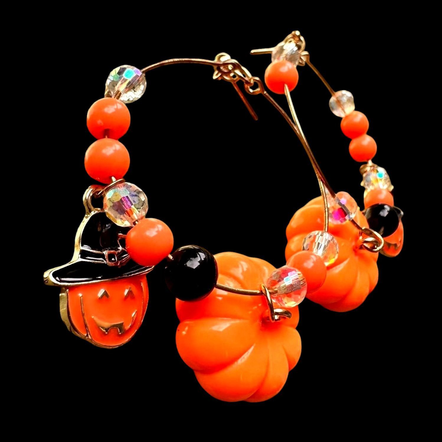 Handmade Halloween Earrings Hoop Handmade New Dangle Posts Jack O Lan Size ONE SIZE - 3 Thumbnail