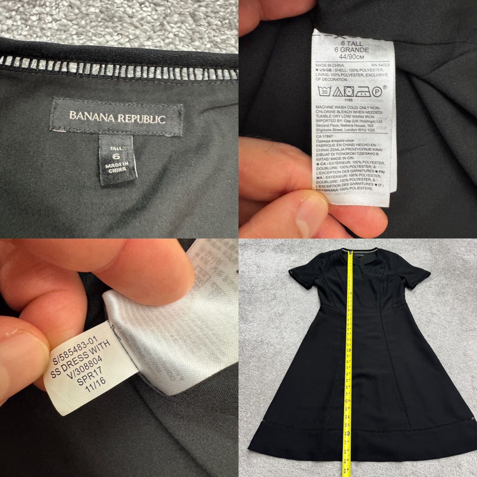 Banana Republic Banana Republic Dress Womens 6 Tall Black Midi Fit & Flare Ladder Stitch Classic Size M / US 6-8 / IT 42-44 - 8 Thumbnail