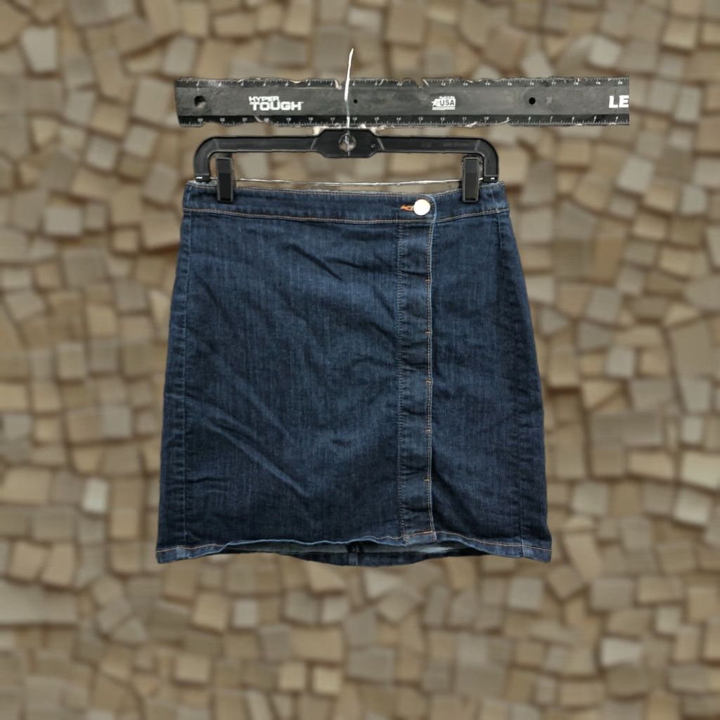 Loft LOFT Skirt Womens Size 2 Blue Denim Pencil Midi Button Closure Slit, Machine Washable, Solid, Mid Rise, Denim, 60s? Size 26" / US 2 / IT 38 - 1 Thumbnail
