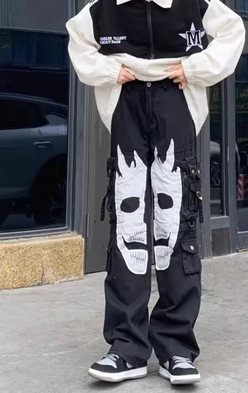 VIBE Retro patchwork skull patch embroidered rare cargo trousers Size US 34 / EU 50 - 2 Thumbnail