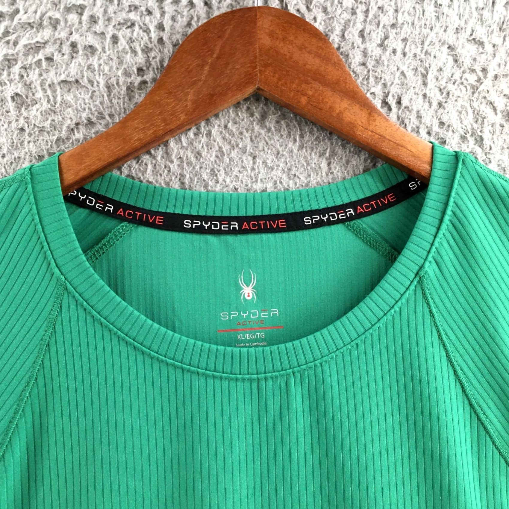 Spyder Spyder Active Shirt Womens XL Green Ribbed Short Sleeve Stretch Athletic Top Size XL / US 12-14 / IT 48-50 - 3 Thumbnail