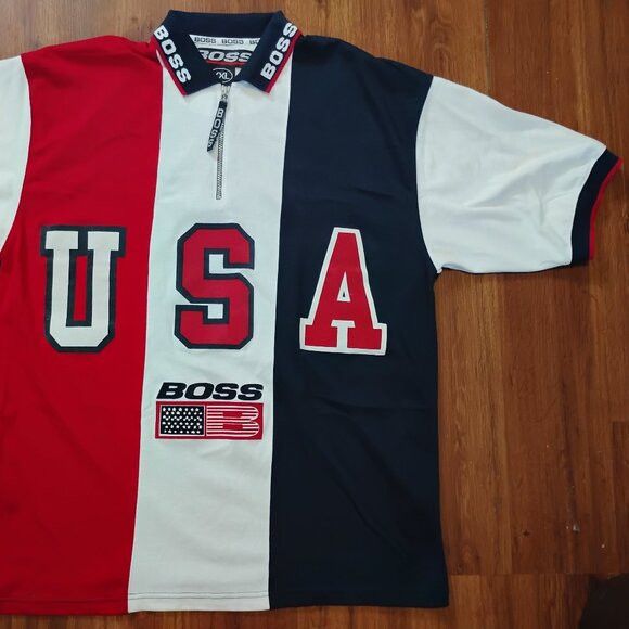 Hugo Boss Vintage Boss America USA Big Logo Rugby Polo Shirt Size US XXL / EU 58 / 5 - 3 Thumbnail