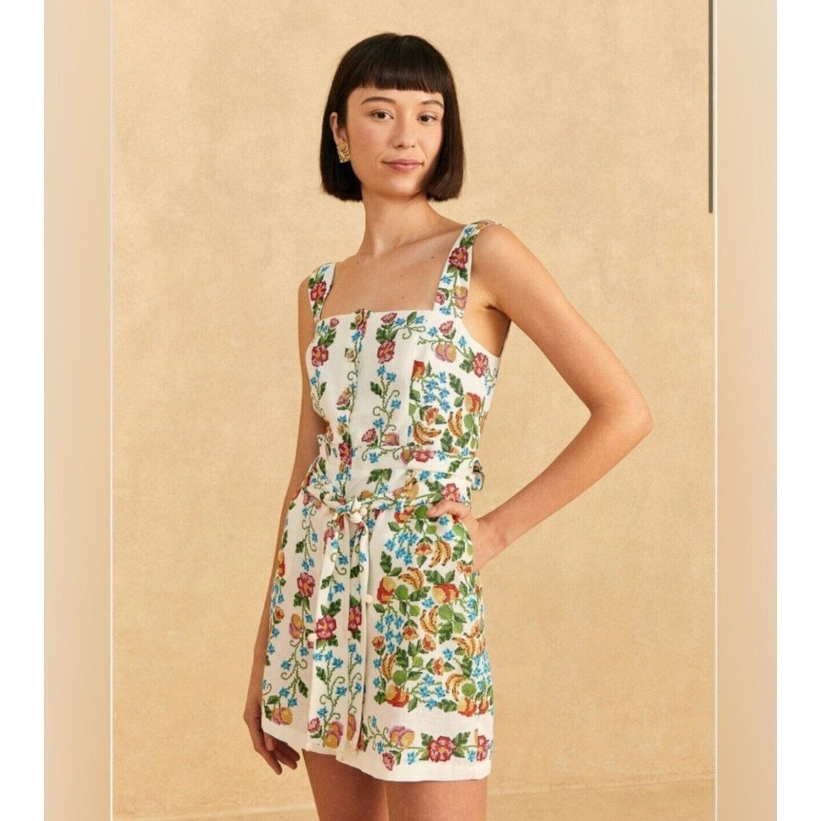 Farm Rio Farm Rio Floral Romance Linen Romper Size XS Size 28" / US 6 / IT 42 - 10 Thumbnail
