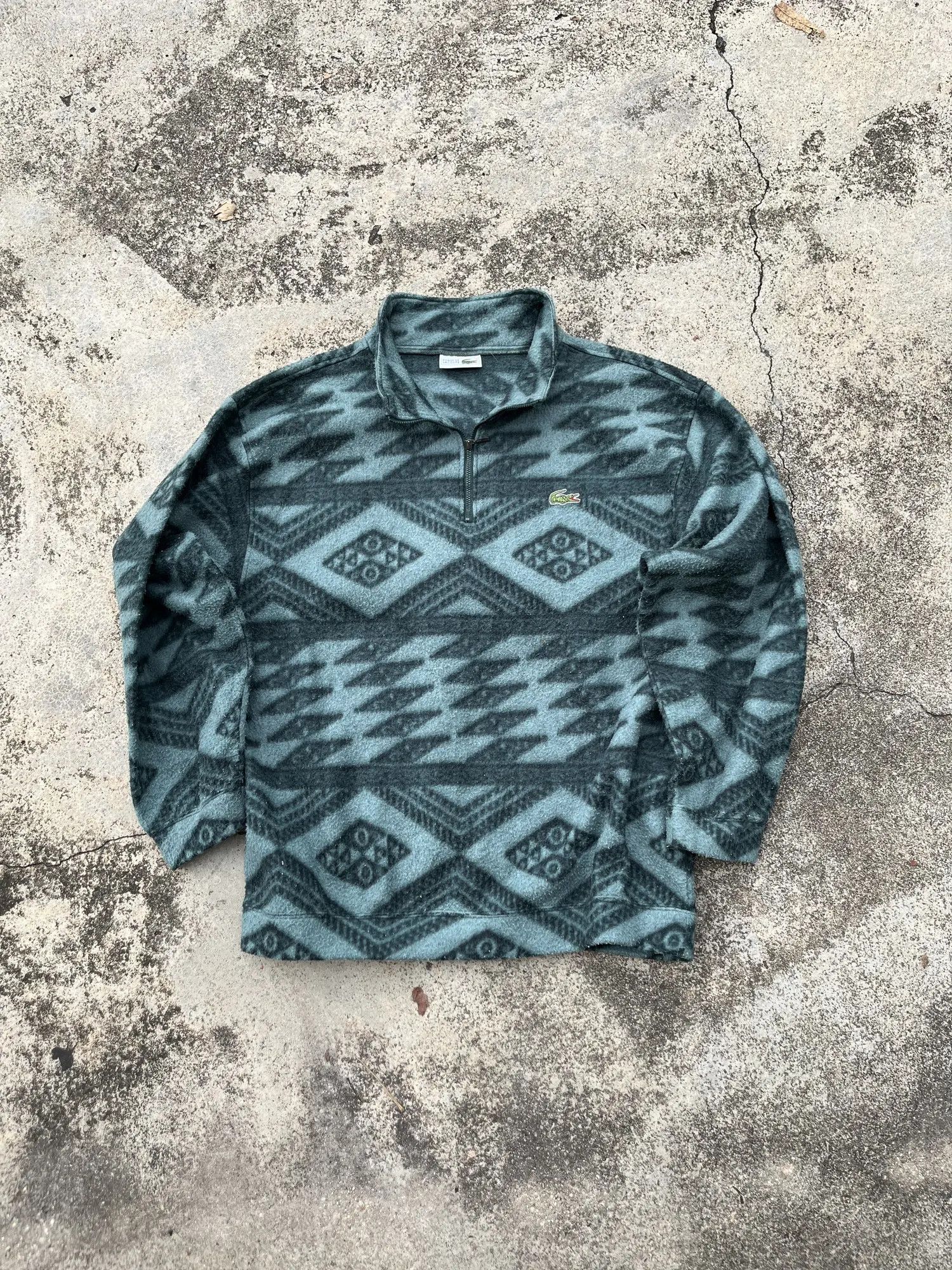 Lacoste Vintage Lacoste Aztec Fleece Half Zipper Jacket Size US XL / EU 56 / 4 - 3 Thumbnail