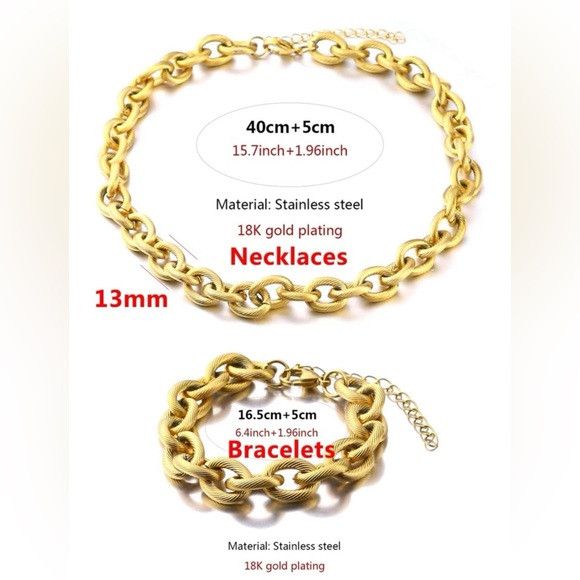 The Unbranded Brand Women Stainless Steel Choker Necklace & Bracelet Set Size ONE SIZE - 5 Thumbnail