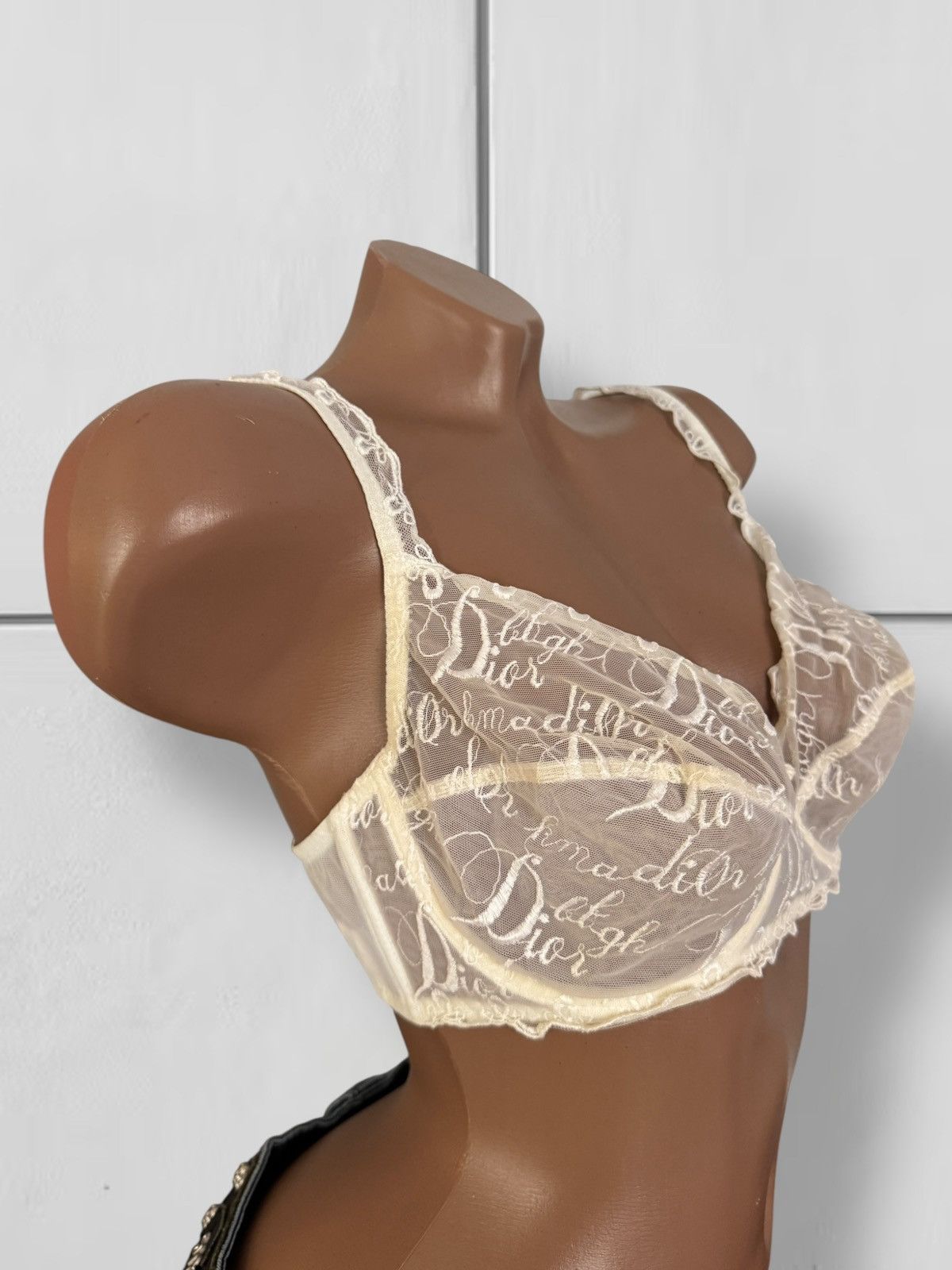 Dior Christian Dior Vintage Embroidered Lace Mesh Bra Size ONE SIZE - 2 Thumbnail