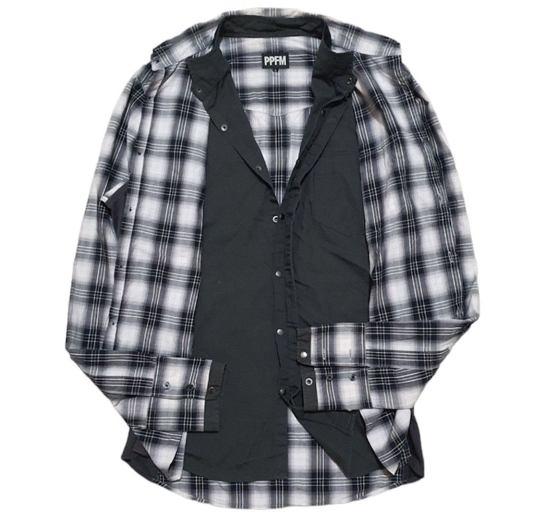 image of Le Grande Bleu L G B x Ppfm - Ppfm Double Layer Button Shirt in Plaid (Size Medium)