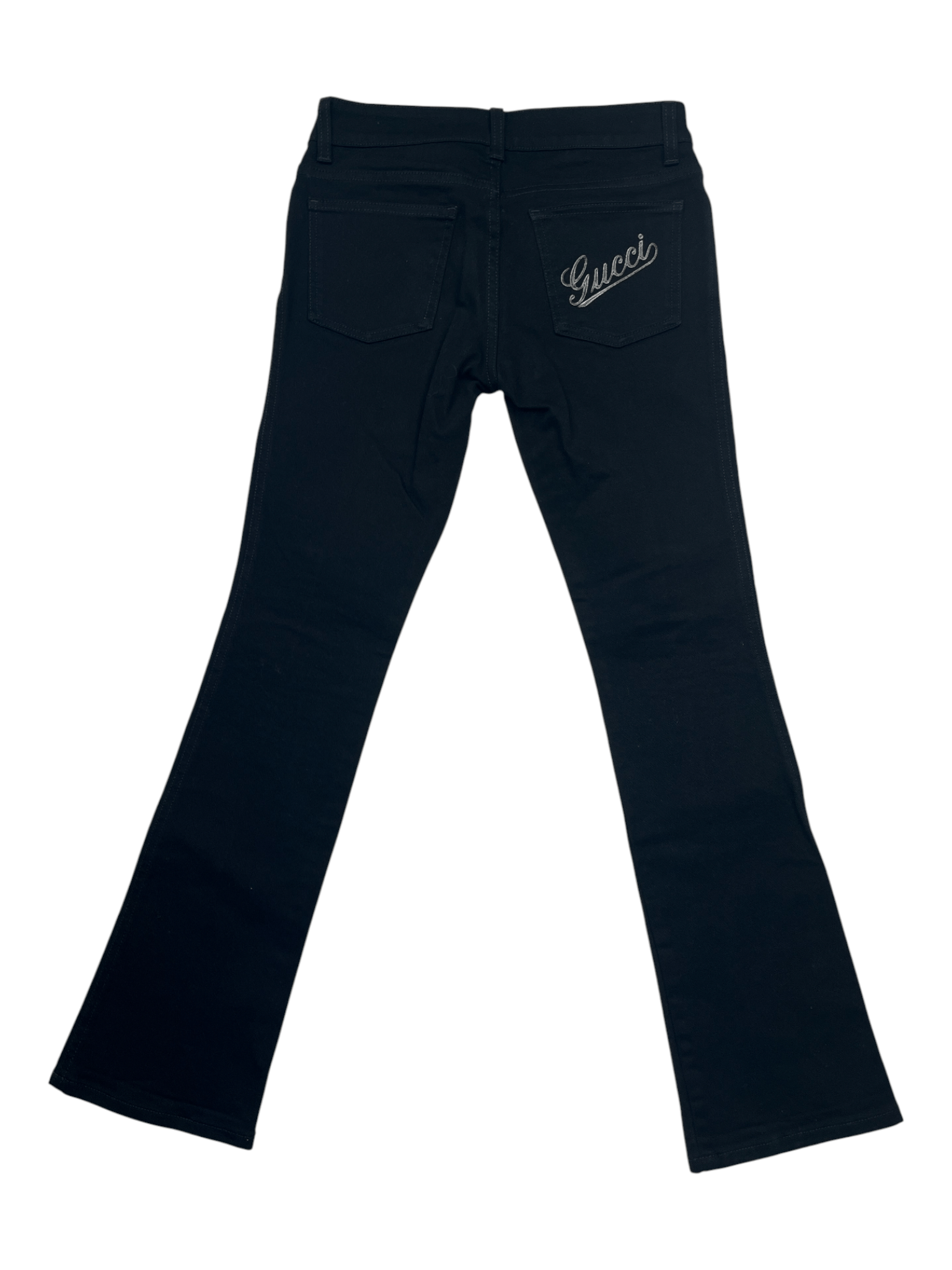Gucci Gucci Black Jeans With Silver Gucci Embroidery Size 26" / US 2 / IT 38 - 1 Thumbnail