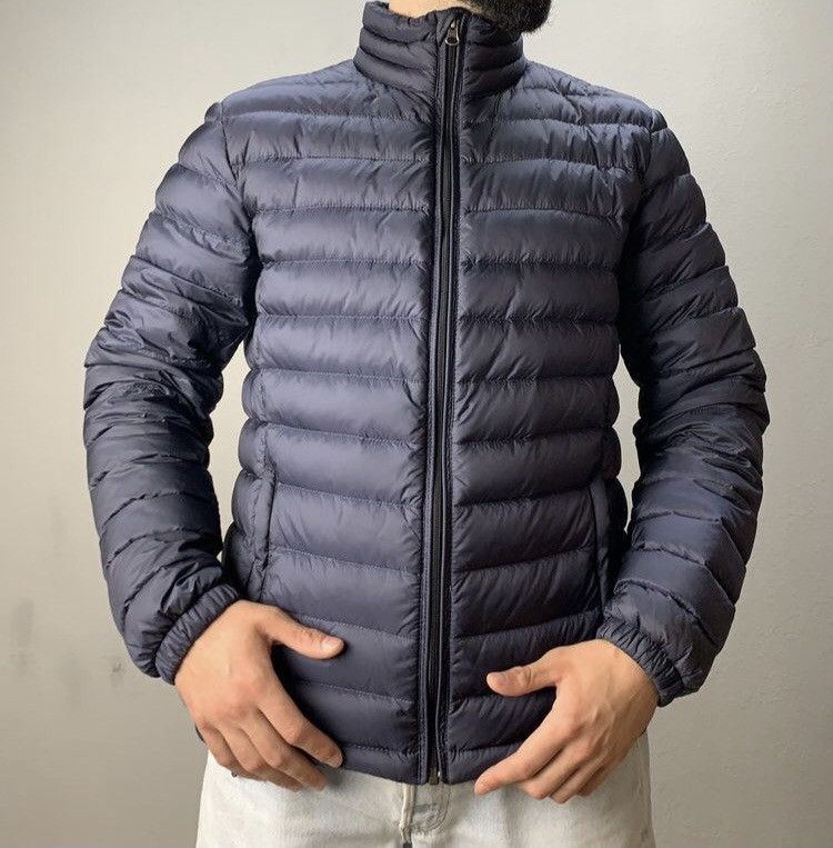 image of Vintage Y2K Woolrich Down Jacket Puffer 700 Black Tnf in Blue, Men's (Size Medium)