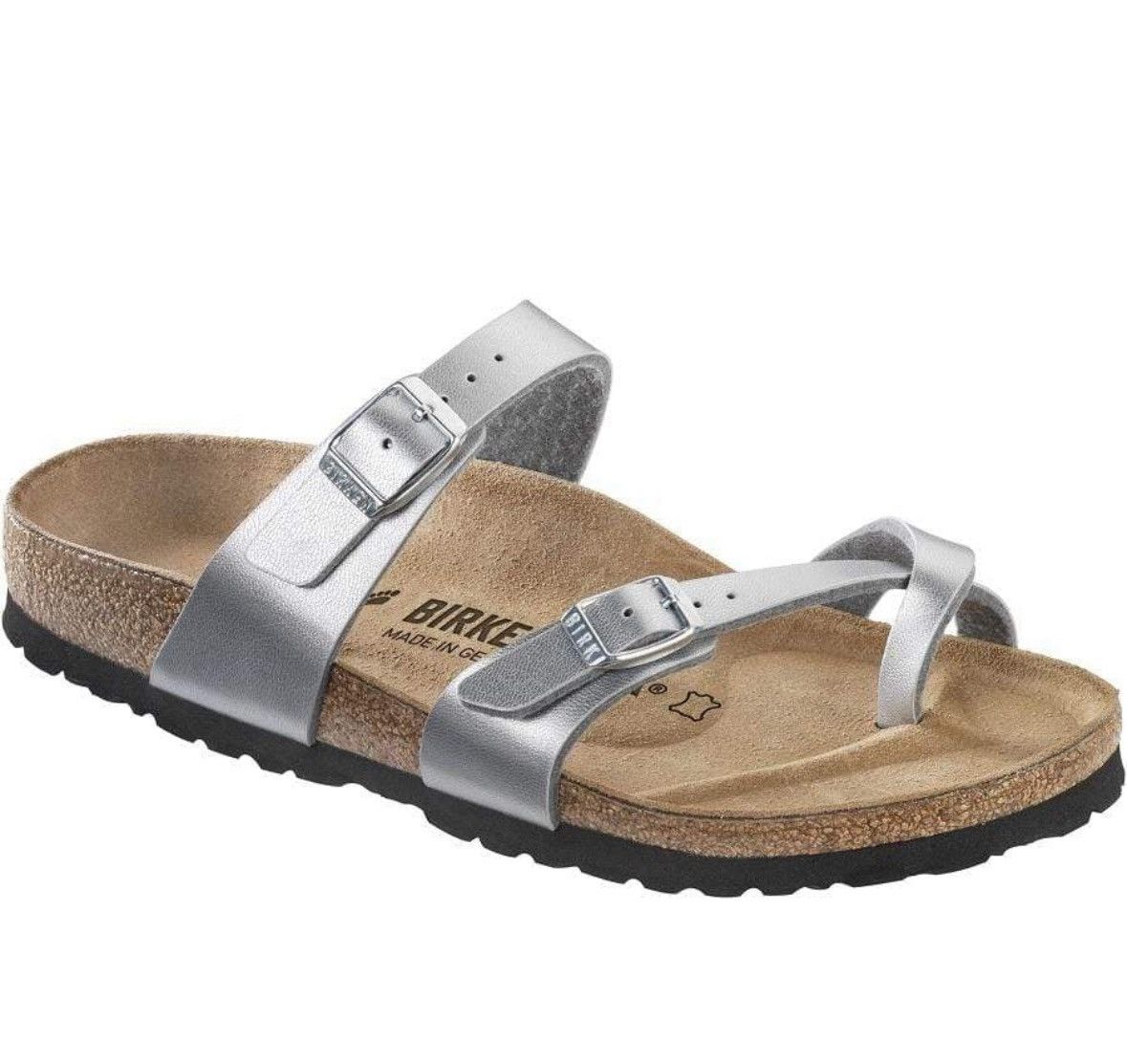 Birkenstock Birkenstock Unisex Mayari Silver Slip On Slide Sandal 40 Size US 10 / IT 40 - 1 Thumbnail