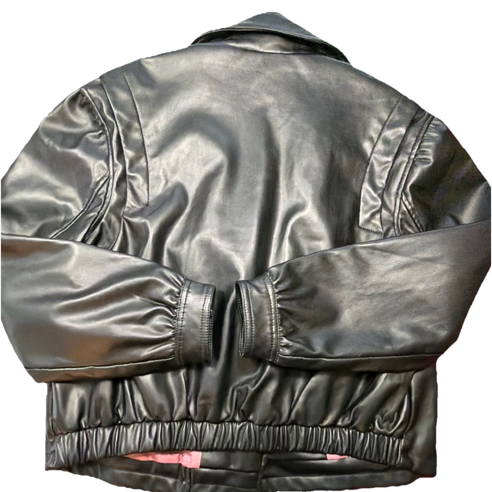 Vintage Catherine Malandrino Black Moto Zip Biker Jacket Women L Pink Lining Zip Pockets Jacket Size L / US 10 / IT 46 - 3 Thumbnail