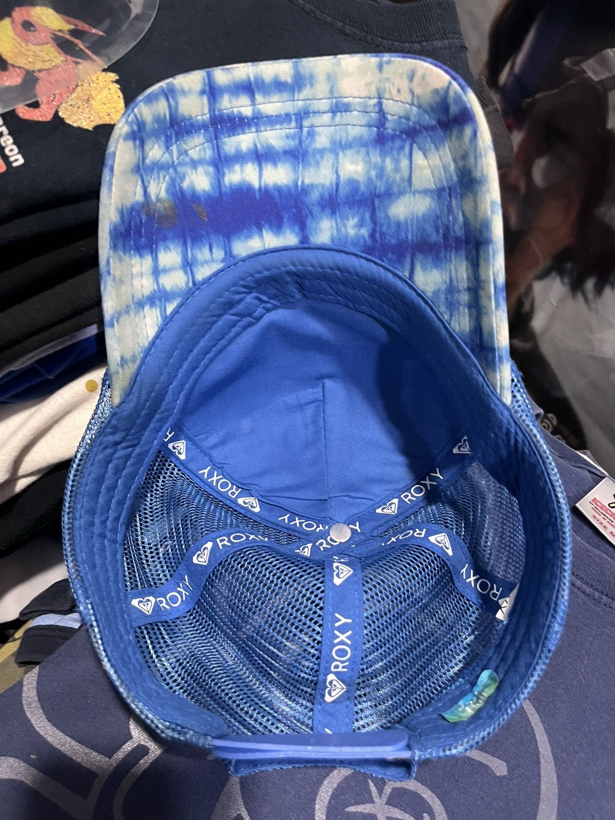 Vintage Roxy Blue Tie Dye Tricker Cap Logo 00s Size ONE SIZE - 4 Thumbnail