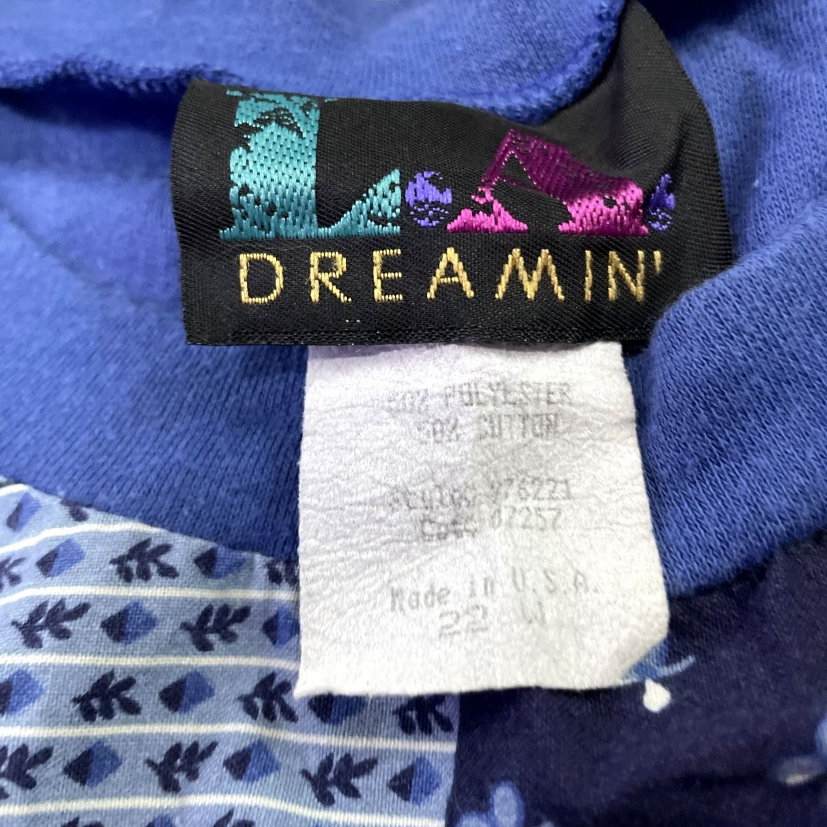 Vintage VINTAGE LA DREAMIN Paisley Top Women 22W Blue Floral Cuff Pullover Knit 48" Women T-Shirt XS-XXL not included Size 3XL / US 20-22 - 7 Thumbnail