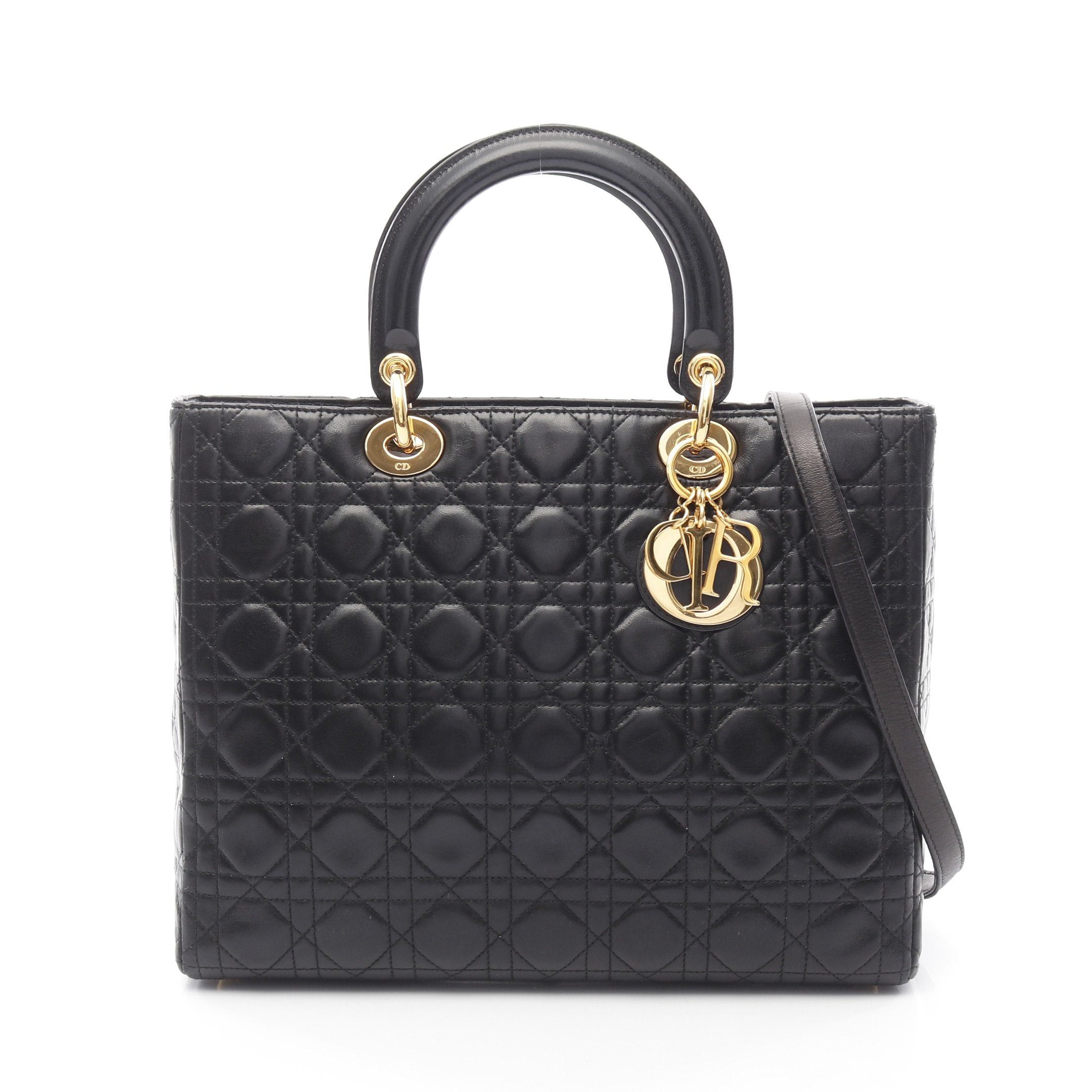 Dior Dior Lady Dior Large Handbag Leather Black Size ONE SIZE - 1 Thumbnail