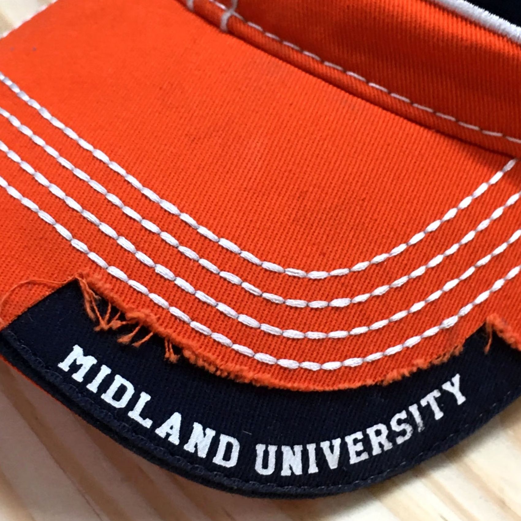 Vintage Warrior Hockey Midland University Trucker Hat Unisex Orange OS Embroidered Logo Size ONE SIZE - 4 Thumbnail