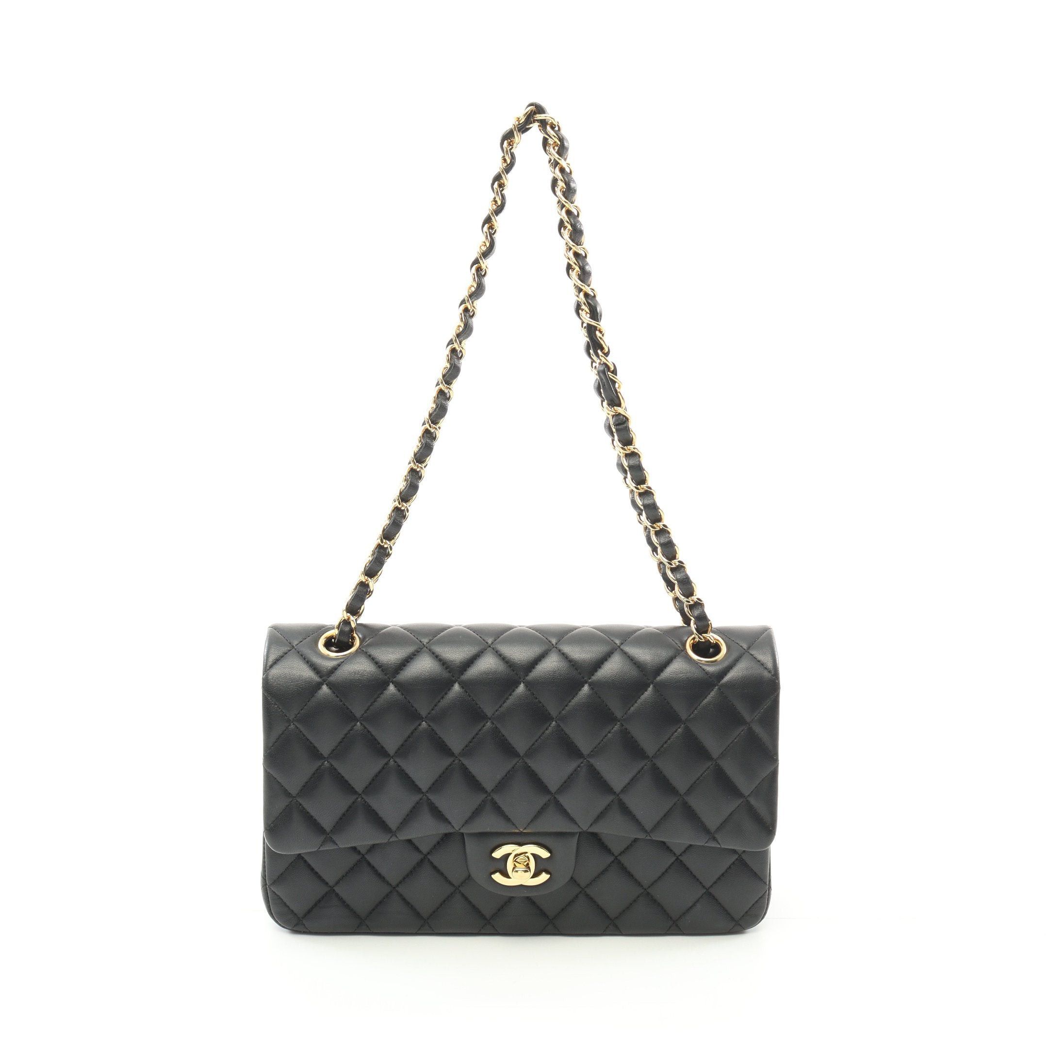Chanel Chanel Matelasse Double Flap Chain Shoulder Bag Lambskin Black Gold Hardware Size ONE SIZE - 1 Thumbnail