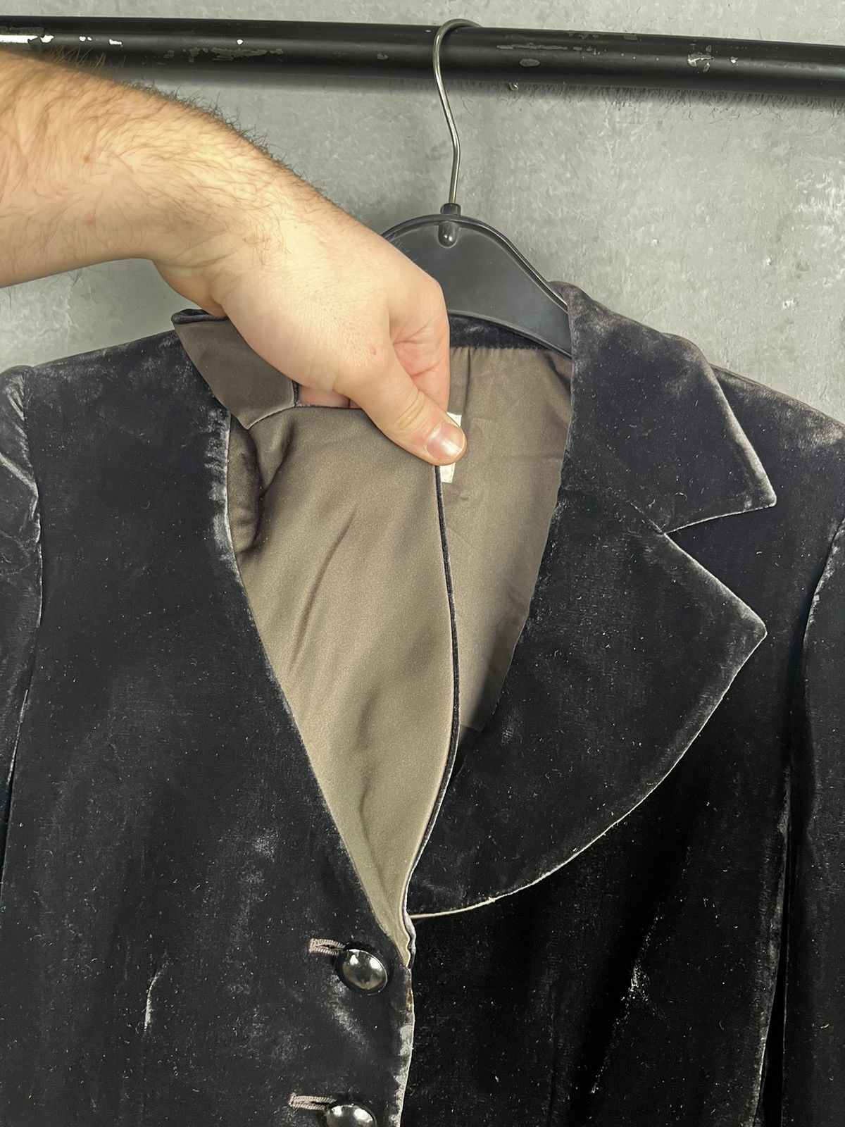 Armani Collezioni × Giorgio Armani Vintage 90s Armani Jeans Velour Striped Black Women's Blazer Size M / US 6-8 / IT 42-44 - 3 Thumbnail