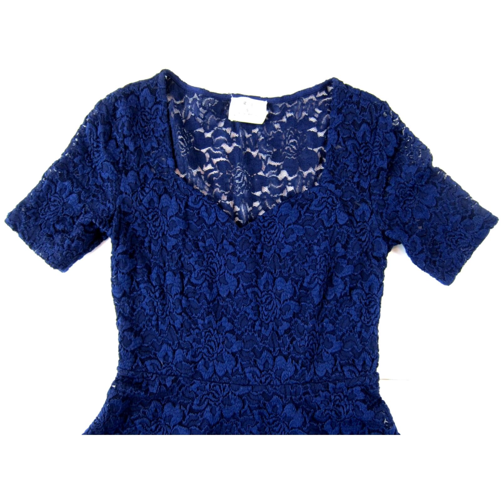Needles Pins And Needles Urban Outfitters Blue Stretch Lace Short Sleeve Sheath Dress S Size 28" / US 6 / IT 42 - 4 Thumbnail