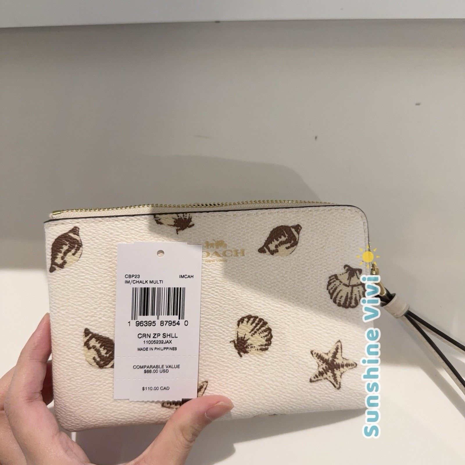Coach NWT Coach Corner Zip Wristlet With Shell CBP23 Gold/Chalk Size ONE SIZE - 3 Thumbnail