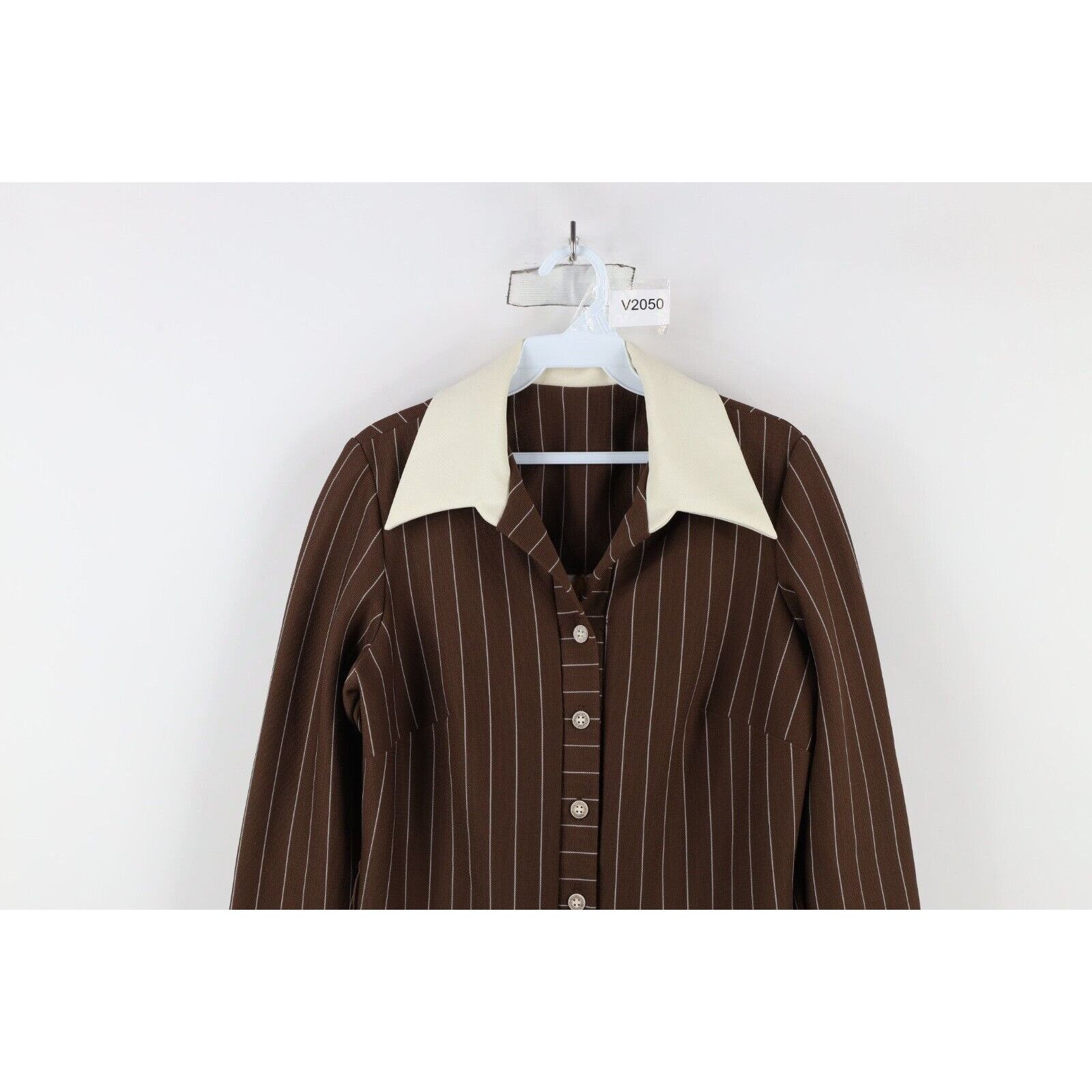 Vintage Vintage 70s Streetwear Pinstriped Bell Bottoms Romper Suit Size L / US 10 / IT 46 - 2 Thumbnail