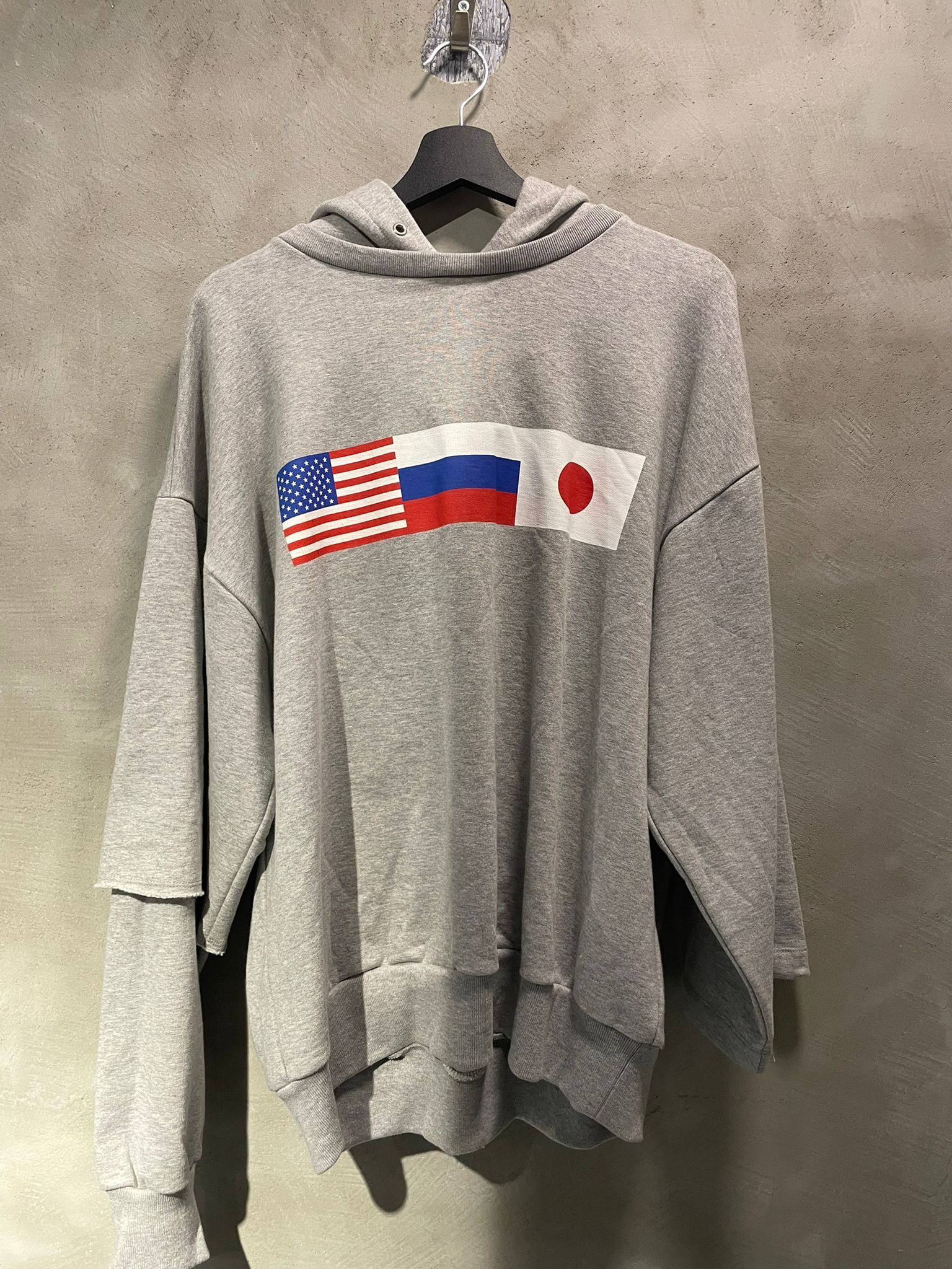 Gosha Rubchinskiy Flag Asymmetrical Hoodie - Grey