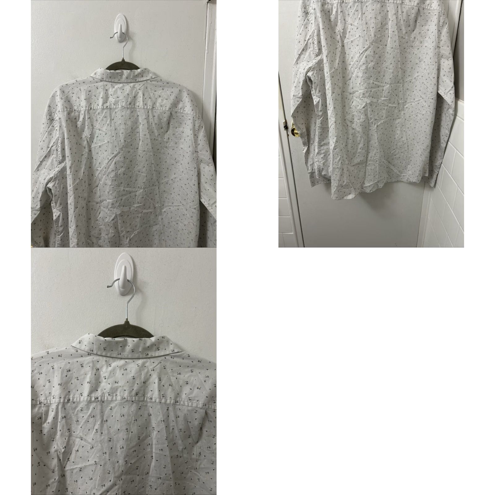 Vintage Goodfellow & Co Shirt Mens XL White Slim Poplin Button-Up Mushroom Print L/S NWT Size US XL / EU 56 / 4 - 8 Thumbnail