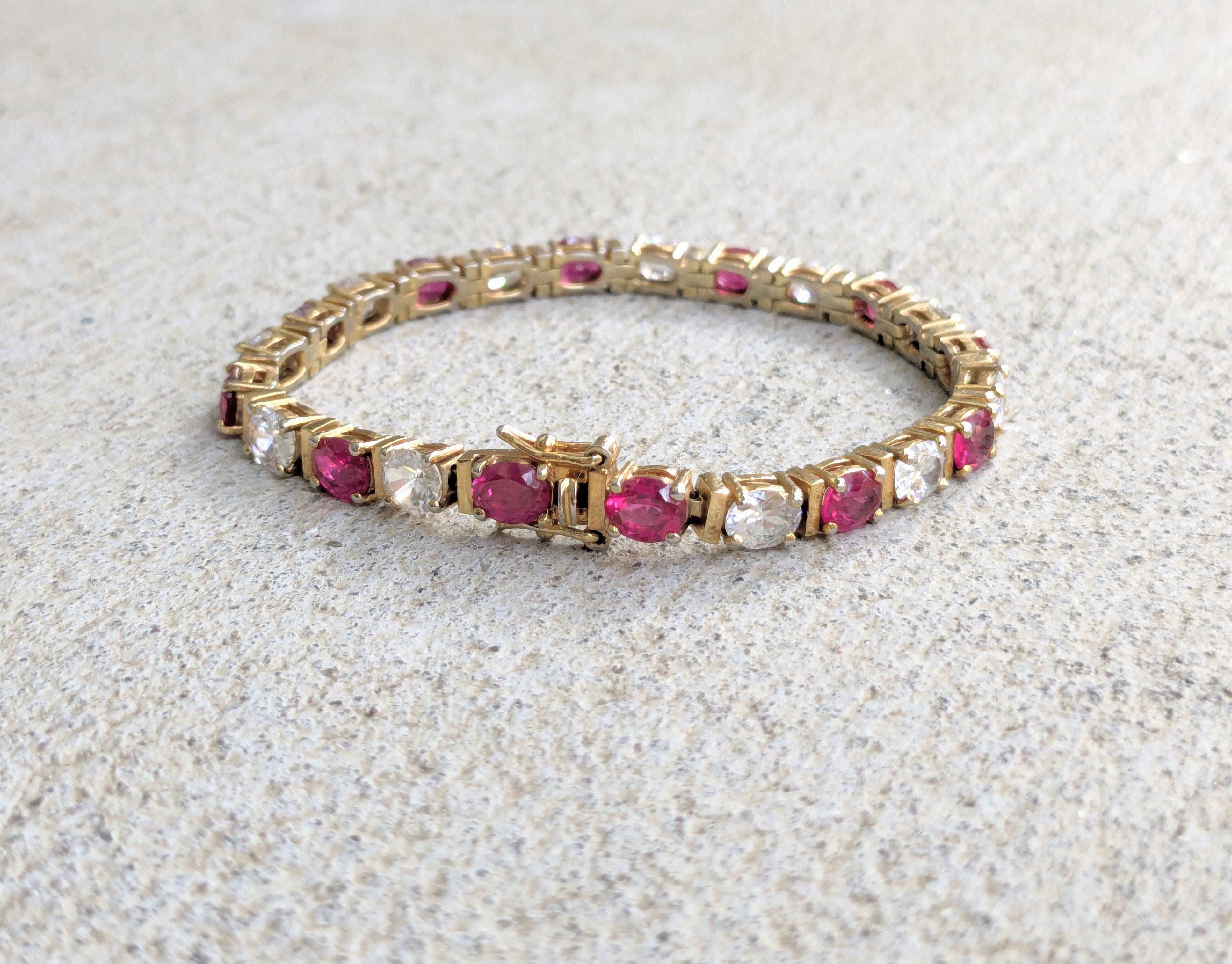 Sterling Silver Sterling Silver Tennis Bracelet Ruby CZ 7.25 Gold Vermeil Size ONE SIZE - 2 Thumbnail