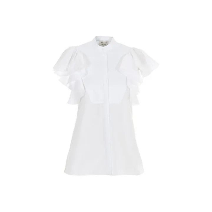 Alexander McQueen Alexander McQueen SS21 Ruffled Cotton Shirt 0079 Size L / US 10 / IT 46 - 1 Thumbnail