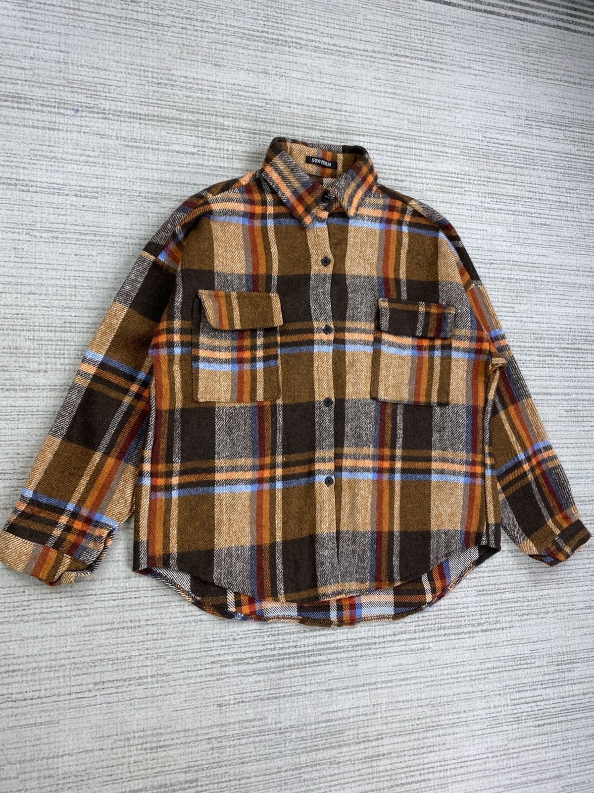 Japanese Brand × Vintage Vintage Spray Premium Japan Orange Checked Flannel Size US L / EU 52-54 / 3 - 3 Thumbnail