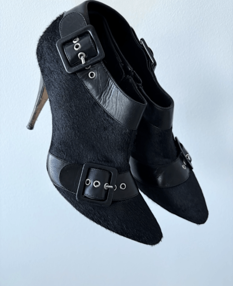 Manolo Blahnik Manolo Blahnik Black Haircalf Buckle Ankle Booties Size 38.5 Size US 8.5 / IT 38.5 - 4 Thumbnail