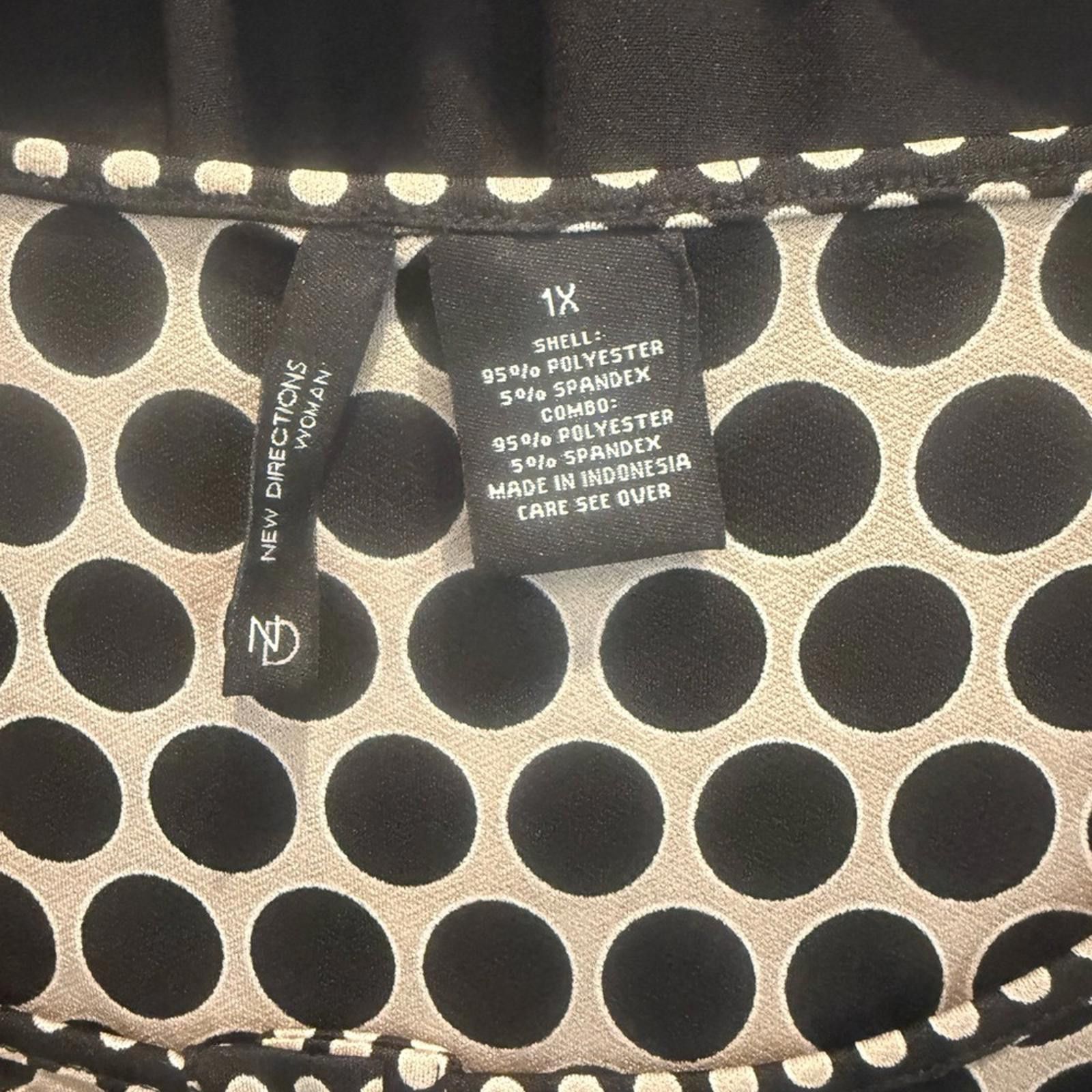 Designer New Directions Black and Tan Polka Dot Blouse Size XL / US 12-14 / IT 48-50 - 2 Thumbnail