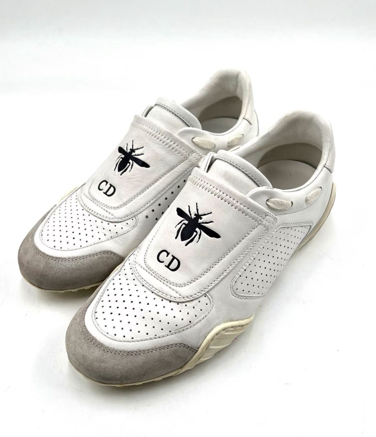 Dior Dior White Bee Leather Low Top Trainer K12 Size US 5.5 / IT 35.5 - 1 Thumbnail