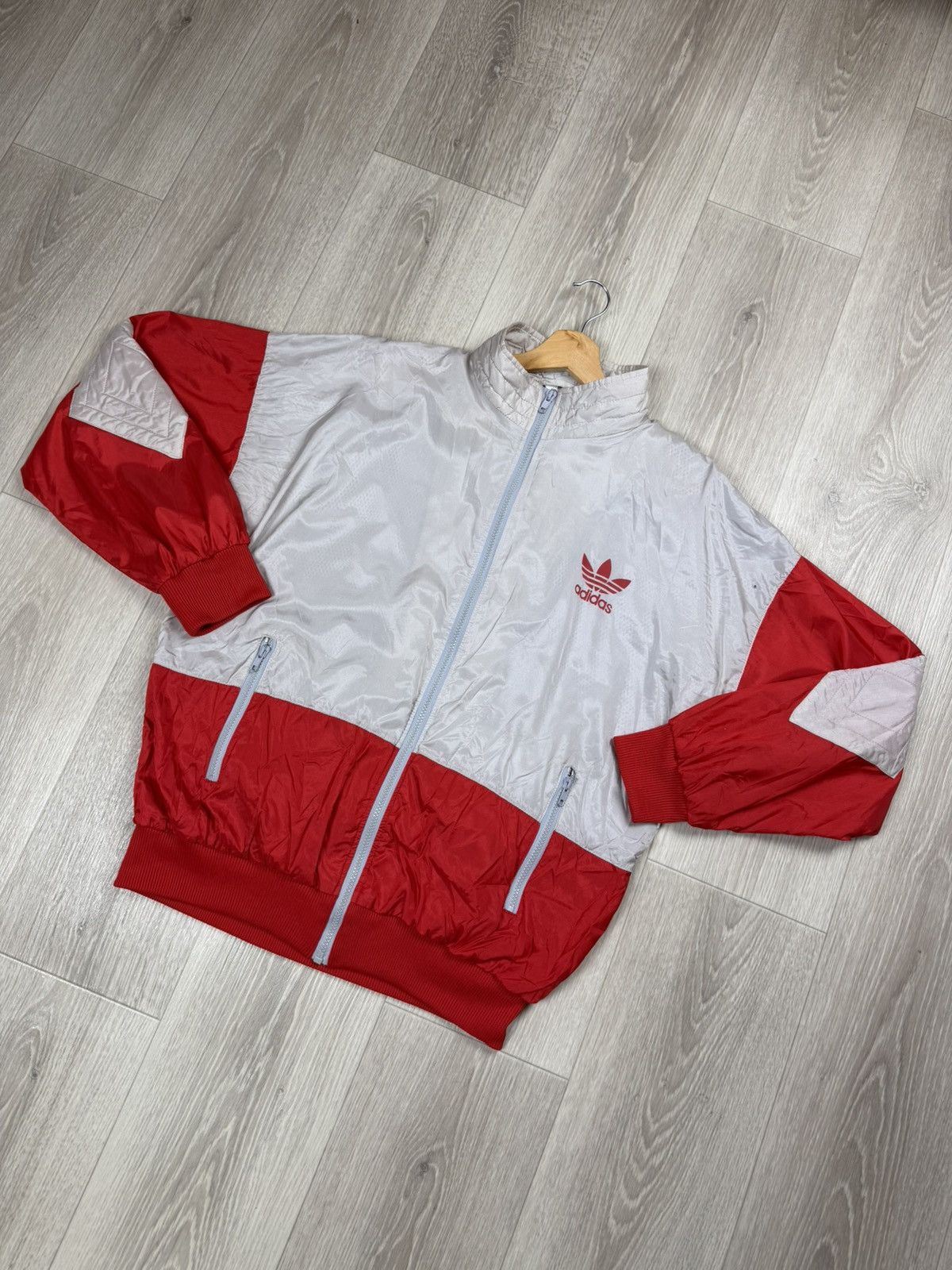 Adidas Vintage Adidas Windbreaker Track Jacket Grey & Red Retro 90s Size US XL / EU 56 / 4 - 3 Thumbnail