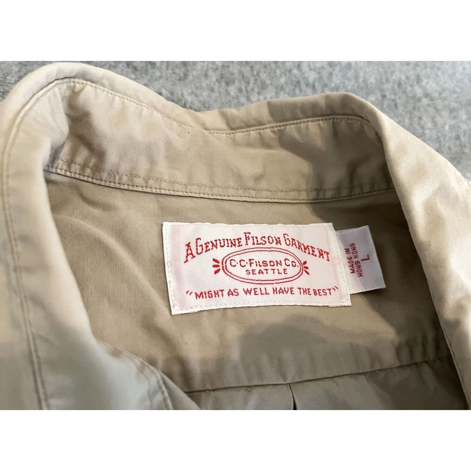 Filson Filson Short Sleeve Button-Up Shirt Mens L Beige Cotton Regular Slim? (Note: Original lacks Slim; keeping core elements) Size US L / EU 52-54 / 3 - 2 Thumbnail