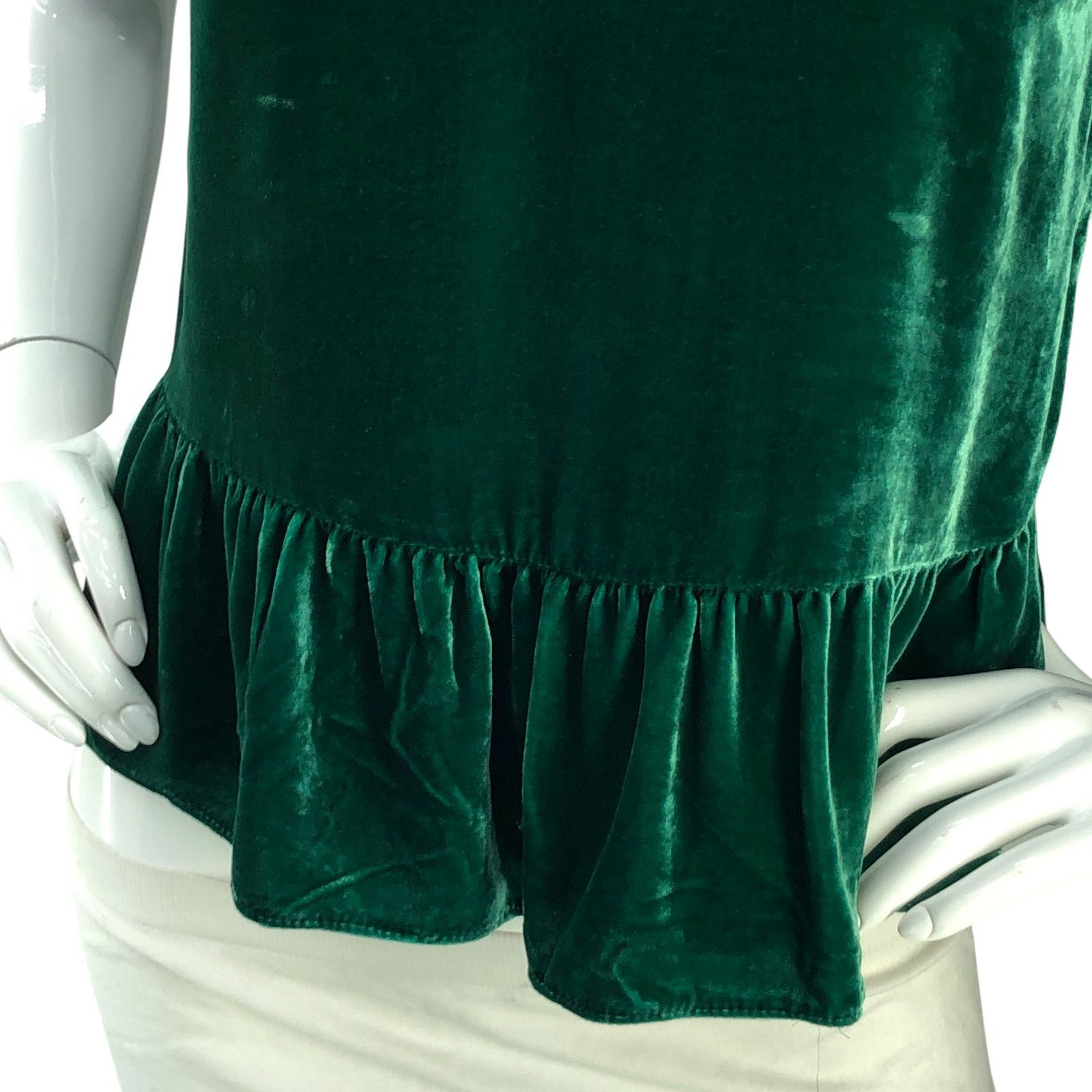 J.Crew J Crew Size 00P Top Velvet Peplum Cami Silk Blend Green Size XXS / US 00 / IT 34 - 3 Thumbnail