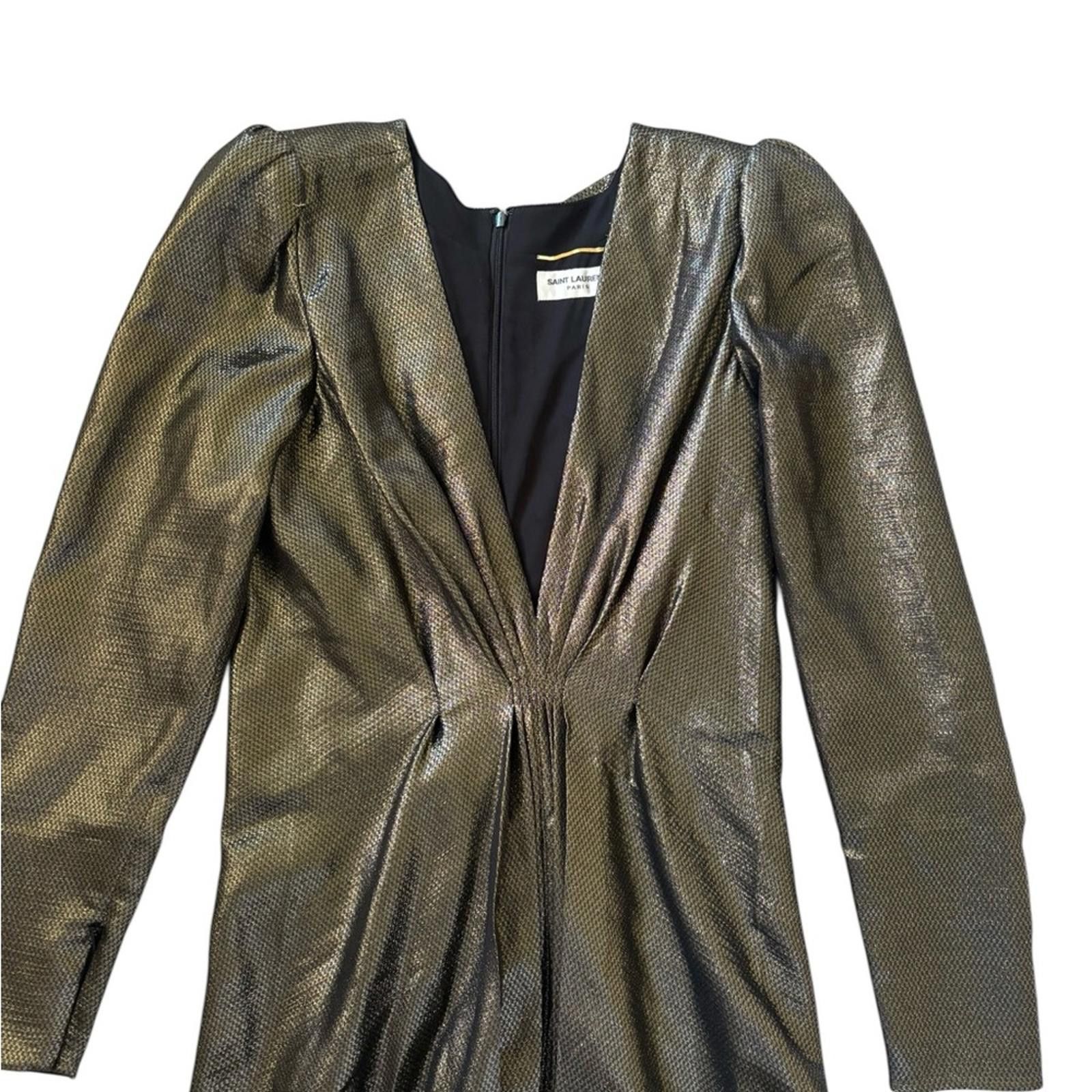 Saint Laurent Paris Saint Laurent Made in France Deep-V Silk Dress Size L / US 10 / IT 46 - 5 Thumbnail